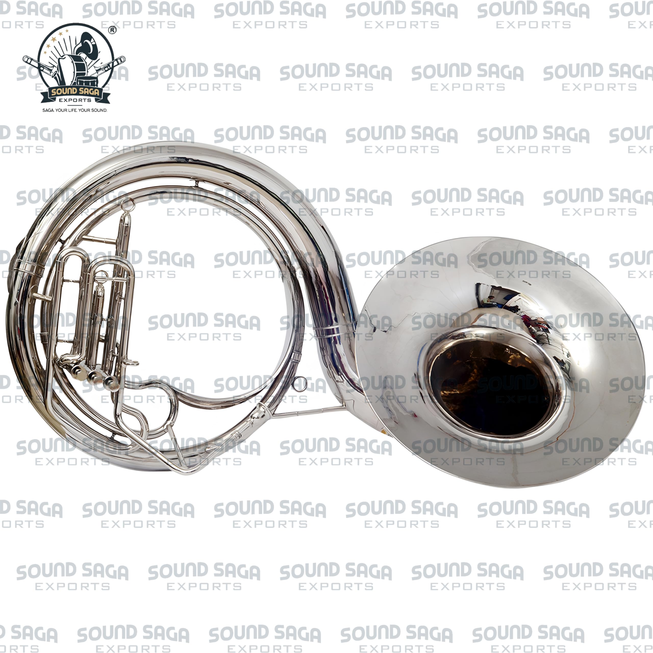 BBb 61 cm suzafon mosiężny instrument dęty z ustnikiem i torbą koncertową dla orkiestry marszowej, zespołu szkolnego, początkujących, studentów i średnio zaawansowanych muzyków (srebrny)
