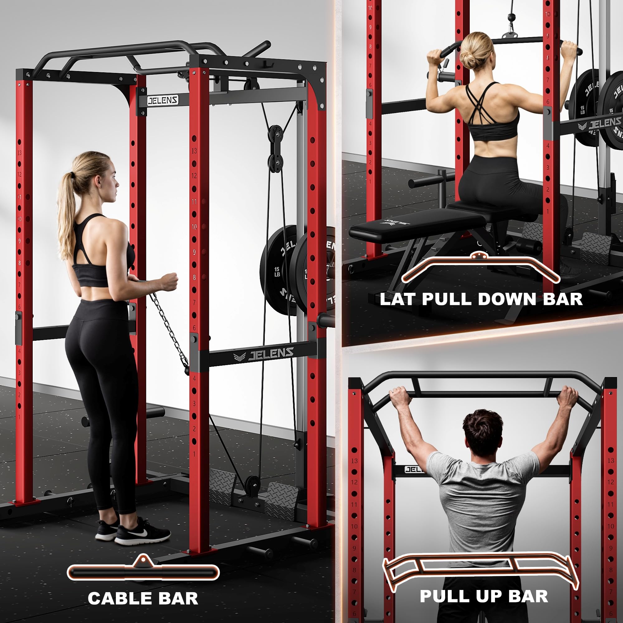 JELENS Power Cage - 2000LBS Home Gym Rack -2