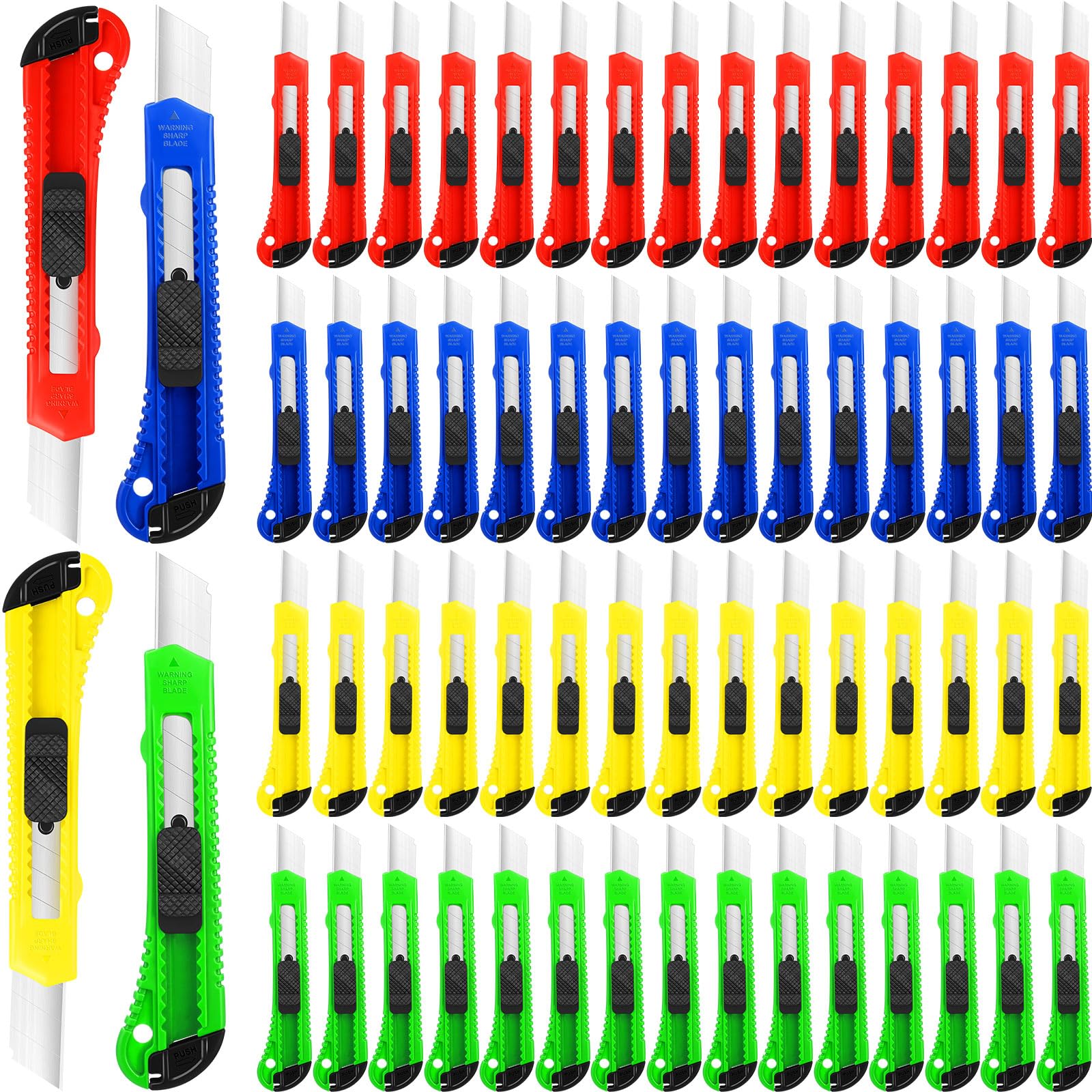 WILLBOND120 Pack Box Cutter Retractable Utility Knife 18 mm Wide Blade Card Cutter with Snap off for Cardboard Art Craft for Office and Home Use (Multicolor)