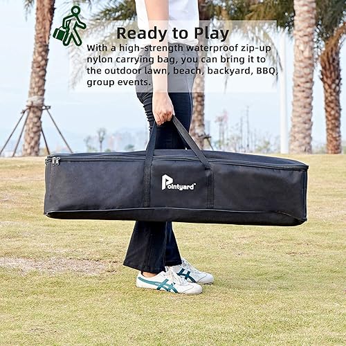 Miniatura 7 de Pointyard Juego de croquet de 35 pulgadas para seis jugadores, Deluxe [estilo retro Annatto] juego de croquet con mazos de madera/bolas