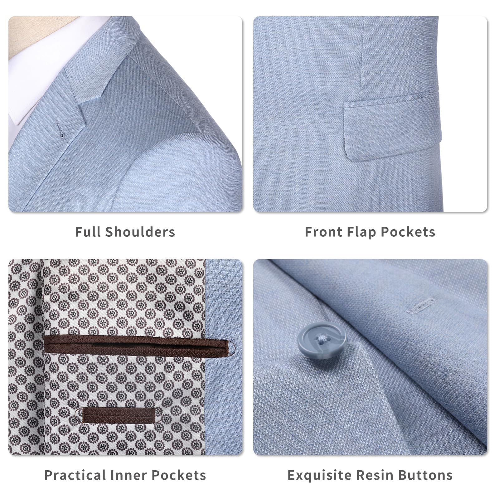 Giacca sportiva da uomo Classic Fit 2 Bottoni Stretch Blazer Suit Giacca - Blu - 48 Corto