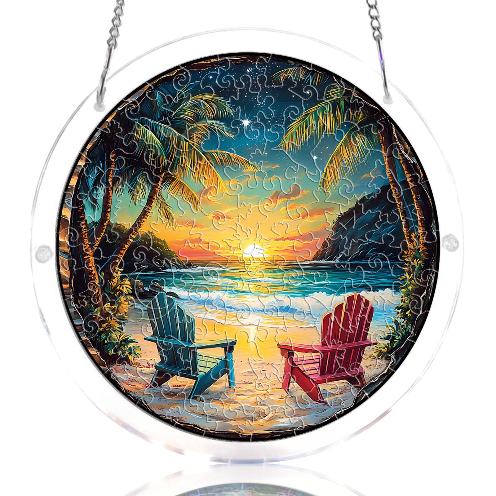 WOODBESTS Acrylic Suncatcher Puzzles, Suncatcher for Doors Garden Window Hanging, Flowers and Hummingbird Puzzle, Birthday for Lover (S - 7.4 * 7.4 in)