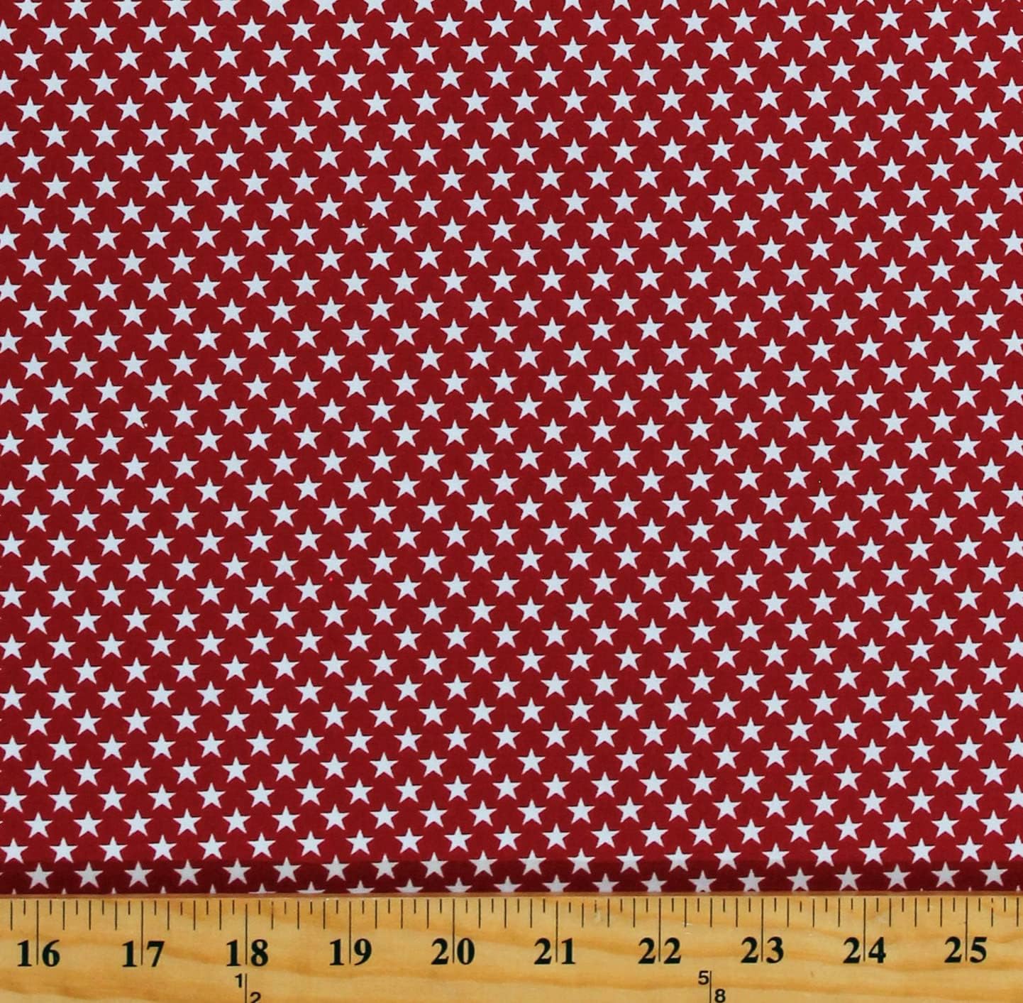 Cotton Stars White on Red Patriotic USA 4th of July Independence Day America Stars & Stripes Forever Cotton Fabric Print by The Yard (D305.39)