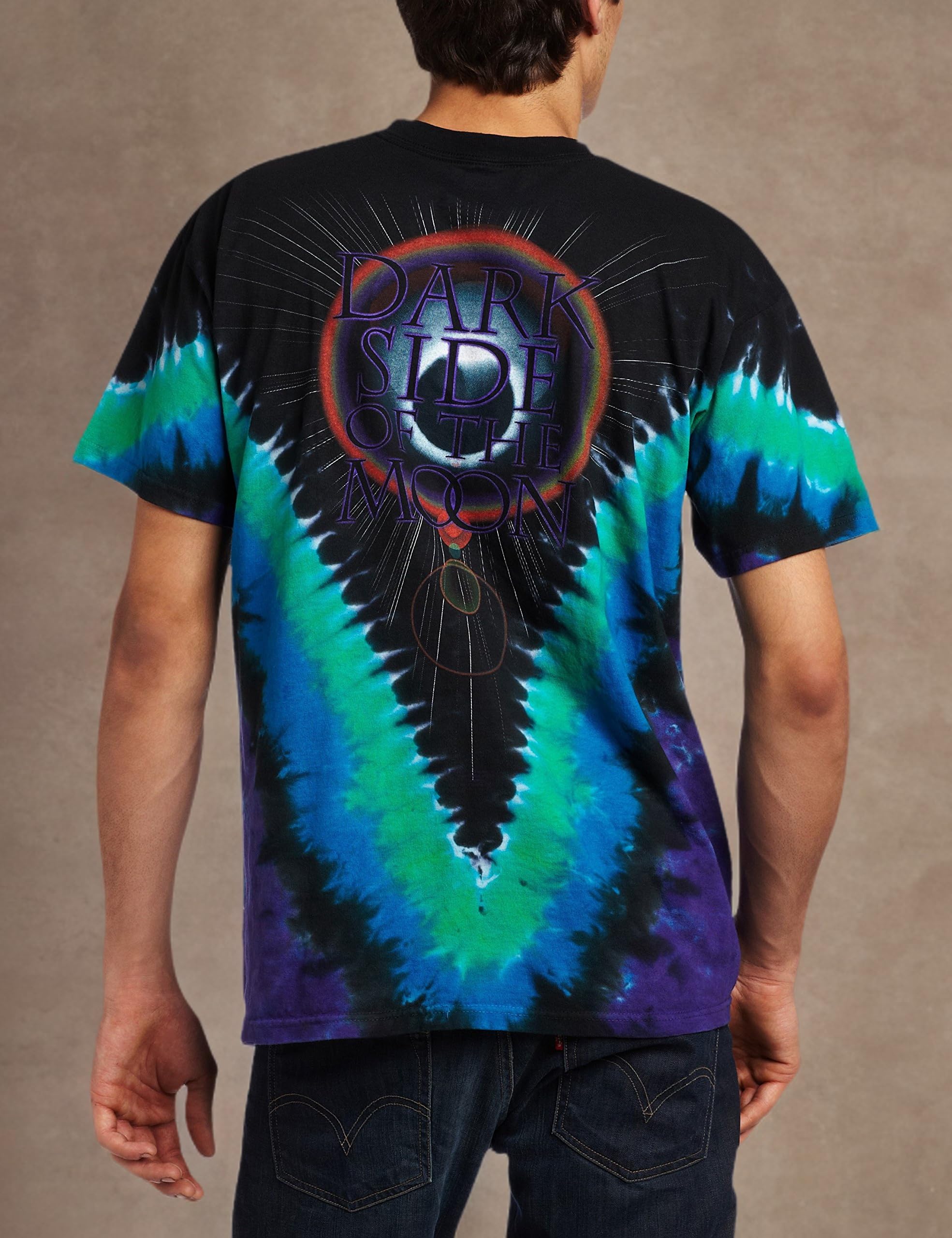 Liquid Blue Playera con Tinte en V para Hombre Pink Floyd Dark Side - Multi - Medium