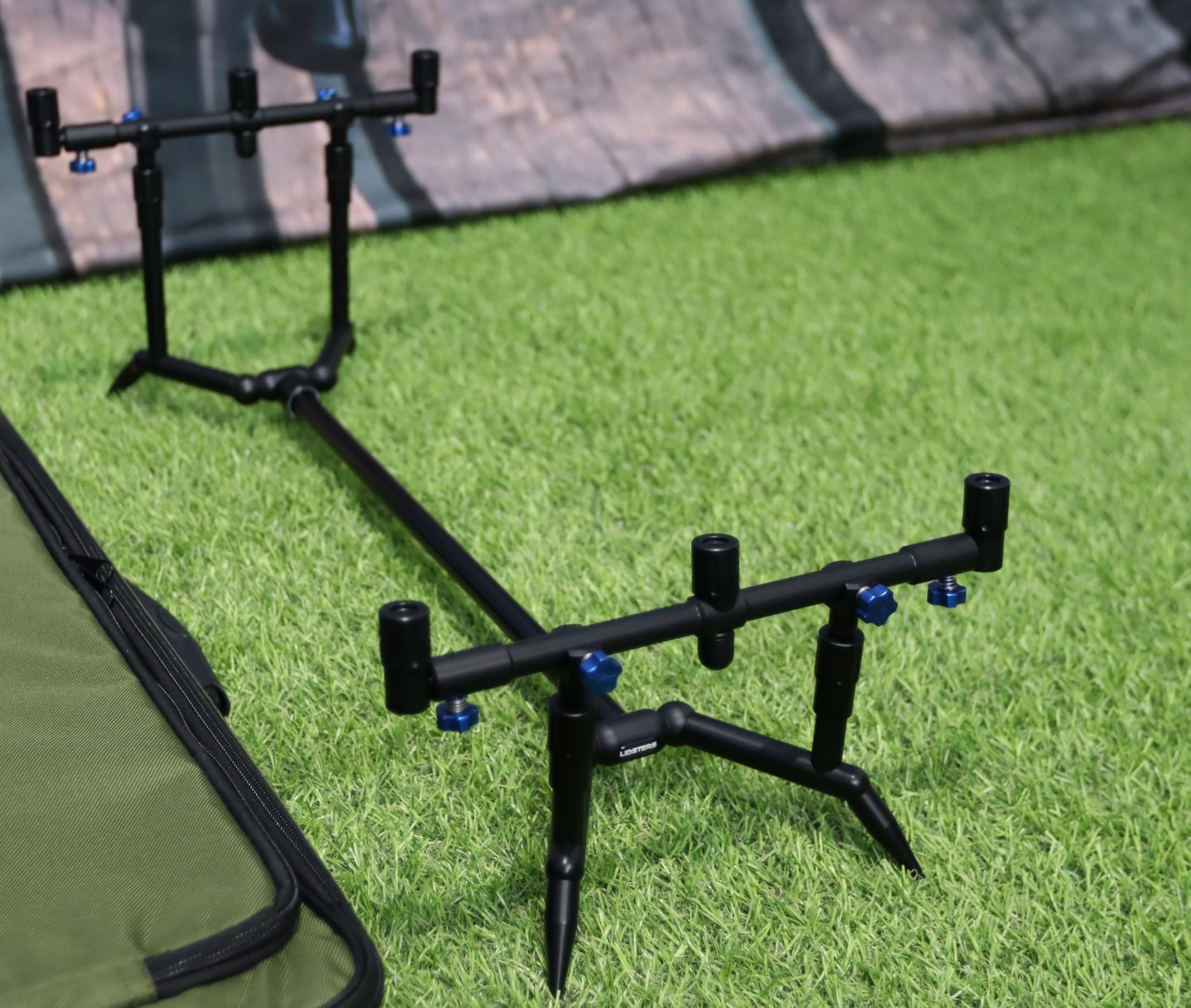 Summit x Lidsters Carp Fishing Rod Pod Mini Points Black Aluminium 3 Rods Coarse