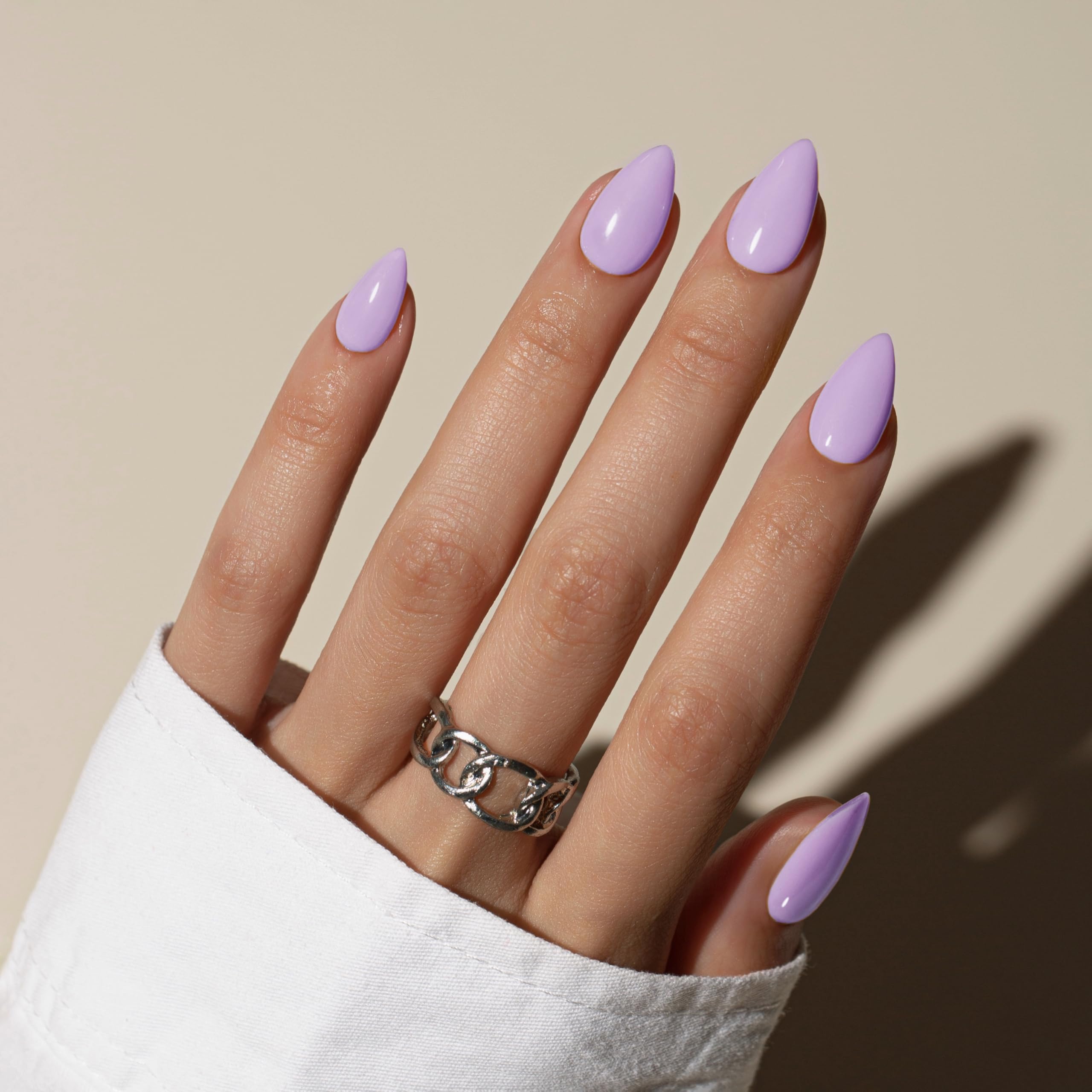 KQueenest Light Purple Press on Nails Short Almond, Short False Nails Press ons - Image 2