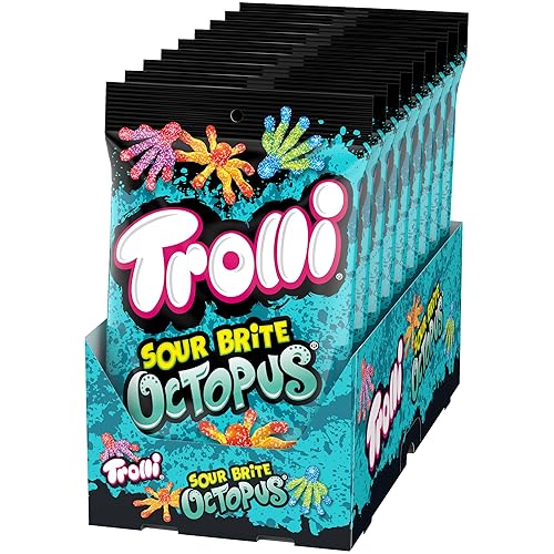 Trolli Sour Brite Octopus - Gomitas ácidas de pulpo, 6.3 onzas, paquete de 8