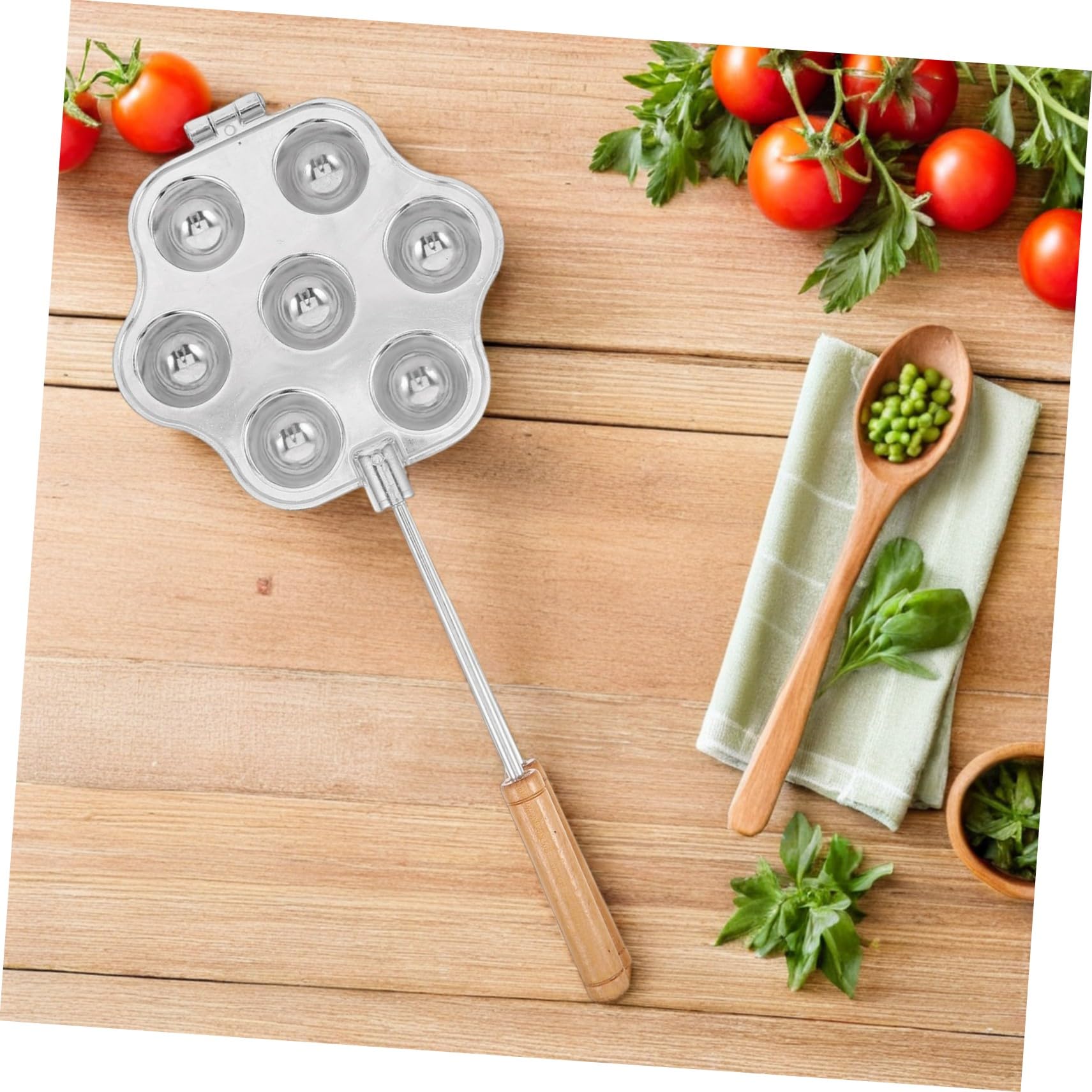 SHINEOFI Molde para Tartaletas de Huevo de 7 Orificios de Aluminio | Plata, Base Plana con Asa Integrada, Uso en Repostería y Celebraciones