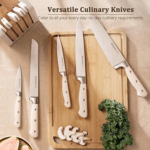 Miniatura 8 de Astercook Juego de cuchillos de cocina con bloque y afilador, juego de 12 piezas de bloques de cuchillos de acero inoxidable de alto carbono ultra