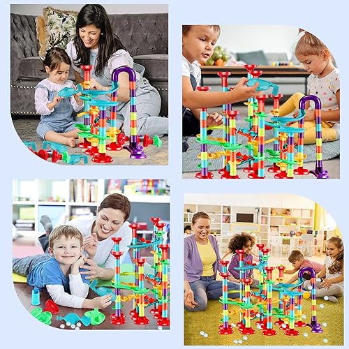Miniatura 7 de 197 piezas de mármol Run, juego de laberinto de mármol, bloques de construcción de juguetes para niños, juego de pista de mármol, juguete educativo