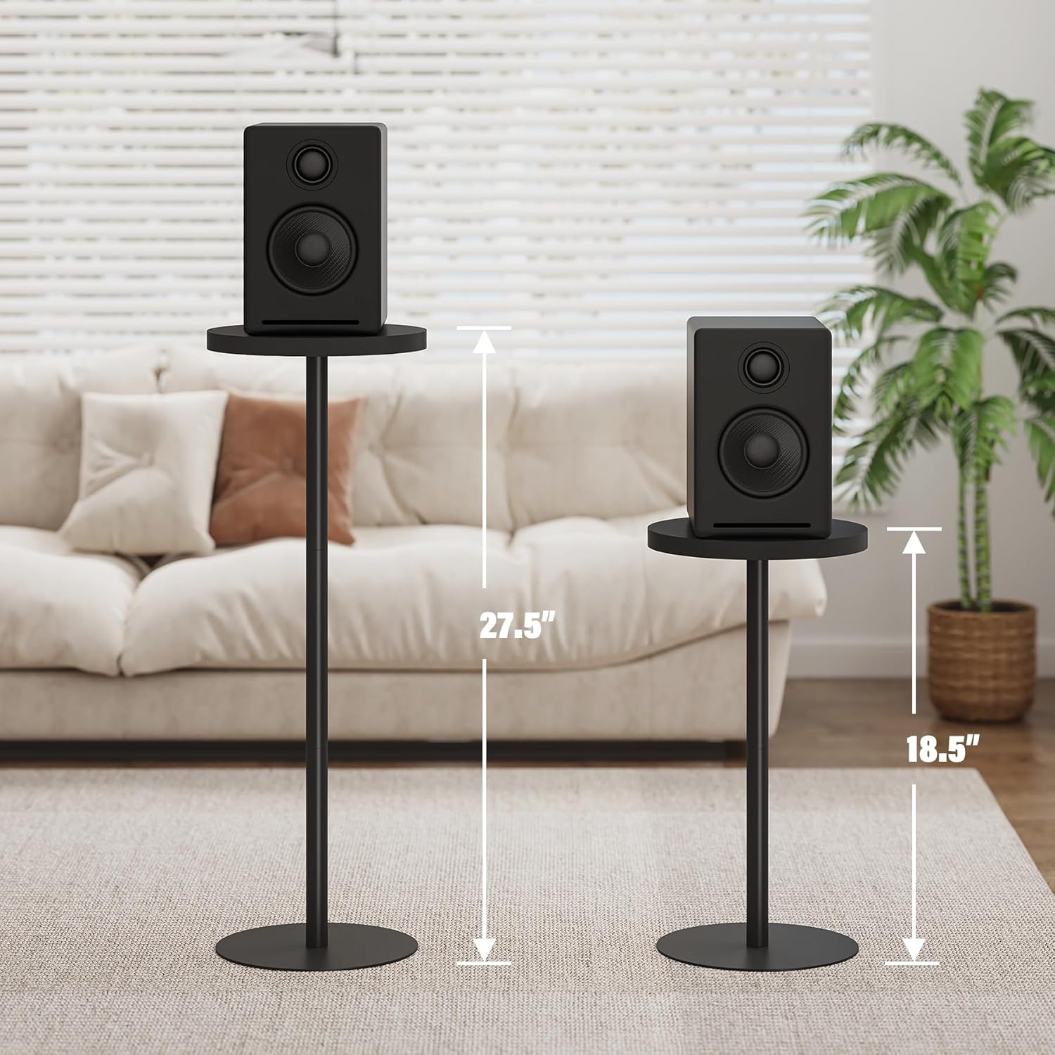 TUTOTAK Tall Round Side Table, Small End Table, Set of 2, Beside Table, Drink Table, Pedestal Side Table, livingroom, Black TB01BK0652