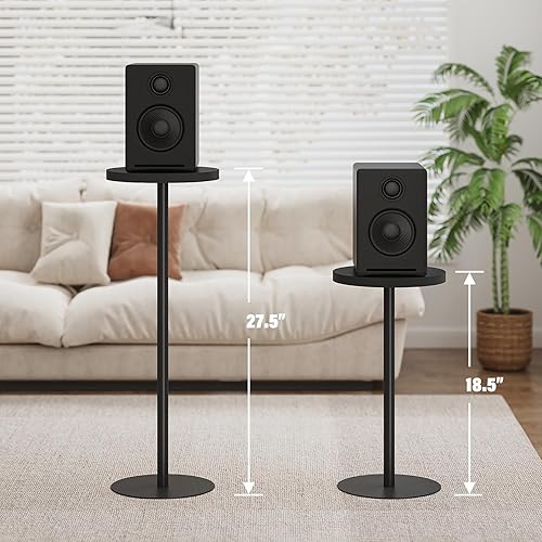 Miniatura 2 de TUTOTAK Mesa auxiliar redonda alta, mesa auxiliar pequeña, junto a la mesa, mesa de bebidas, mesa auxiliar de pedestal, sala de estar, negro