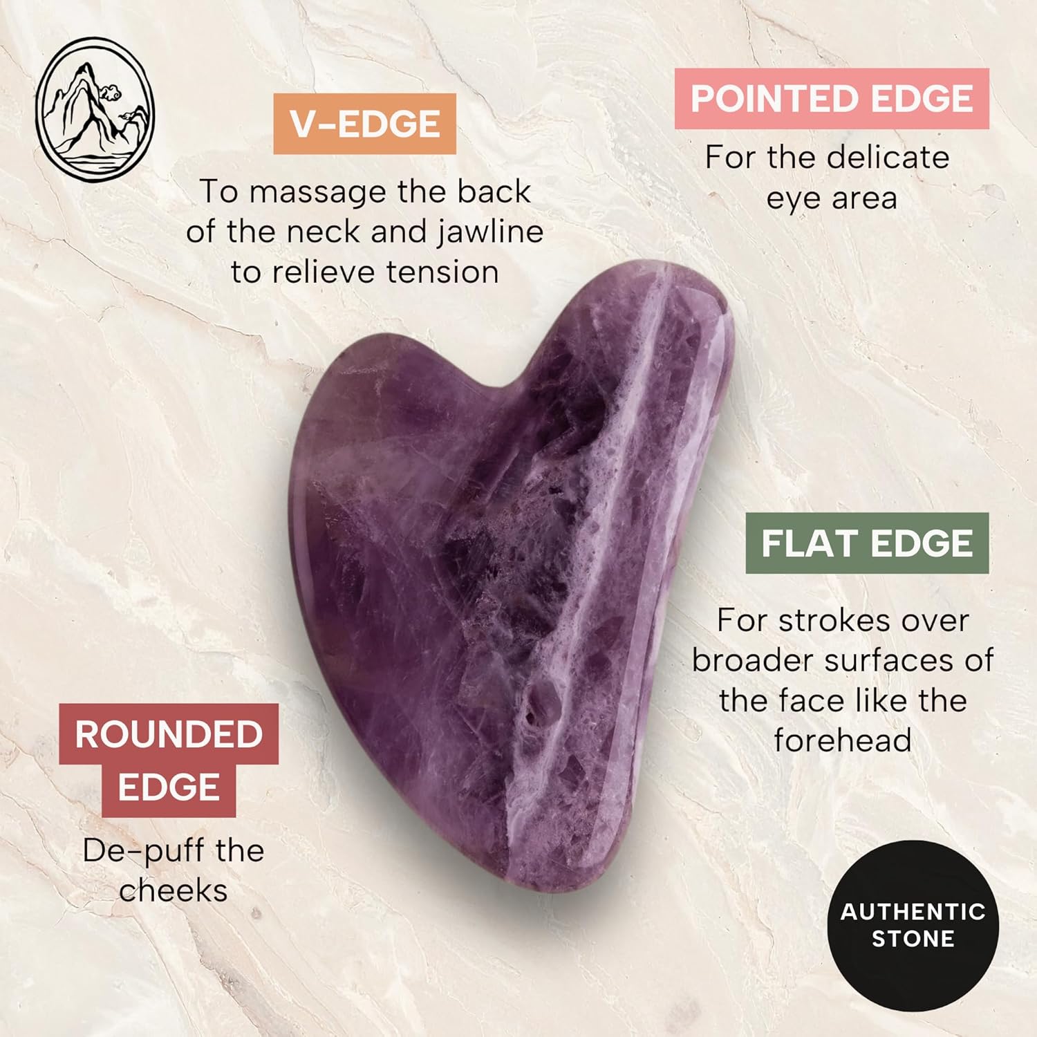 Mount Lai Amethyst Gua Sha Facial Tool – The Stone of Inner Clarity – 100% Genuine Amethyst Stone Face Sculpting Tool for Lymphatic Drainage, Puffiness Reduction & Confident Radiance - Image 4