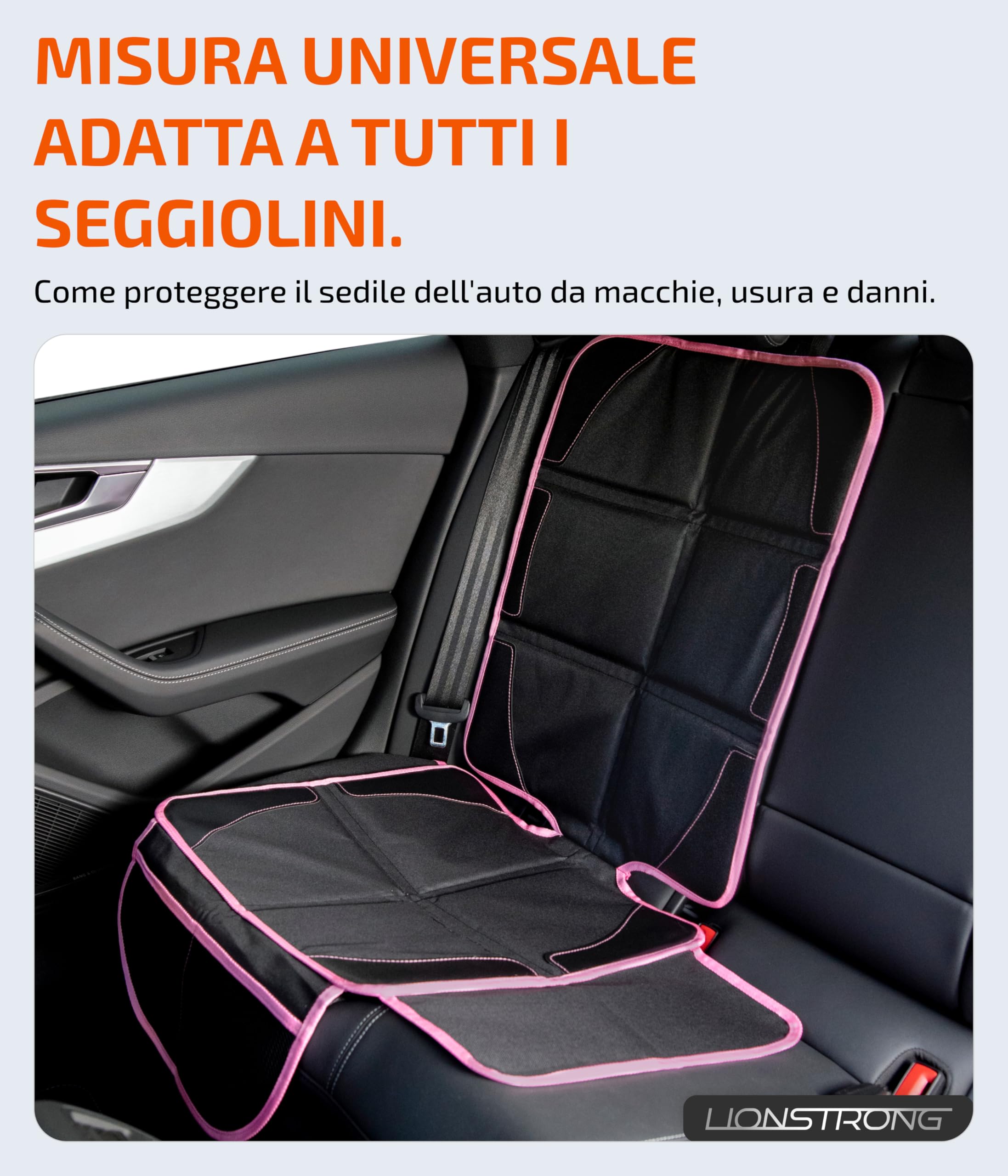 LIONSTRONG® Cuscino per seggiolino auto [adatto per Isofix] - Coprisedile per auto impermeabile - Universale Compatibile - Rosa