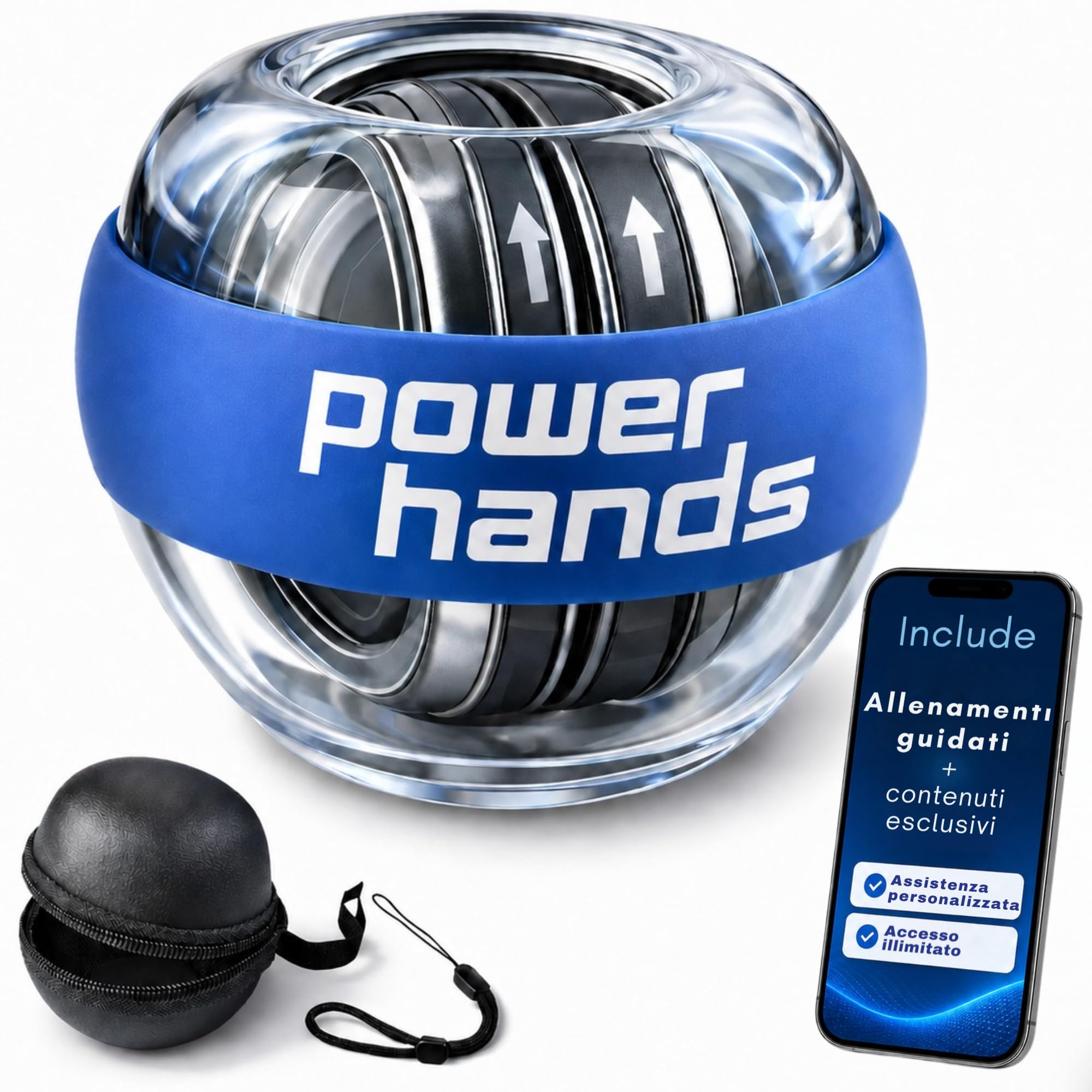 Gyro Ball – Giroscopio Professionale per Allenamento di Mano, Polso e Avambraccio – Antistress per Fitness, Riabilitazione e Rinforzo Muscolare – Regalo Uomo Donna