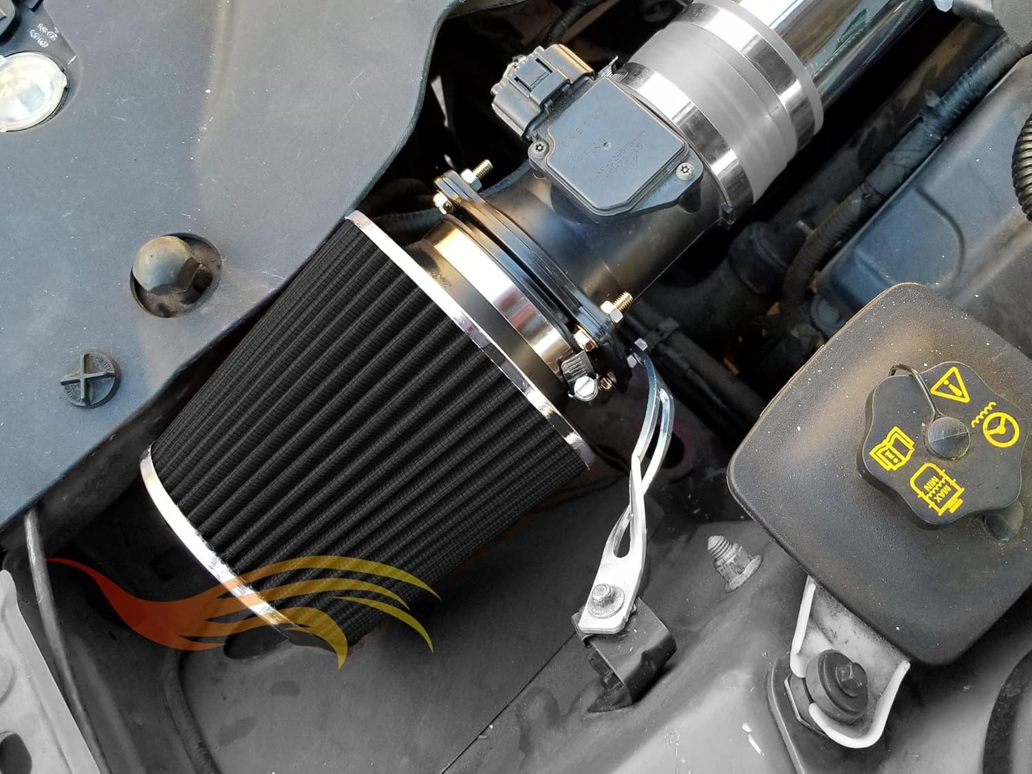 BLACK 3.5" 89 mm Inlet Truck Air Cone Replacement Performance Washable Clamp-On Dry Air Filter (8" Tall)