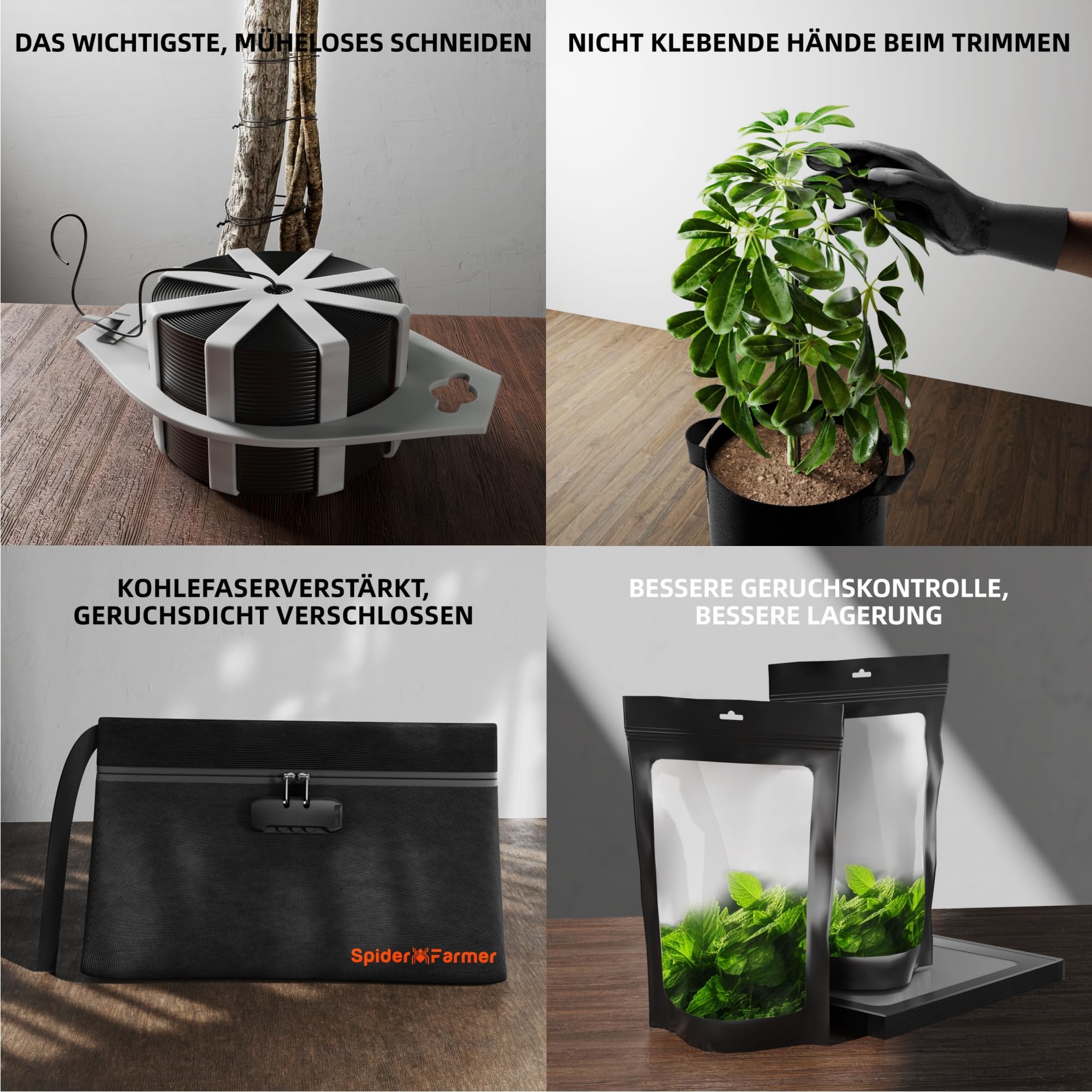 Spider Farmer 9-in-1 Werkzeugsatz für Pflanzenanbau, Professionelle Kräuter Gartengeräte, Gartenarbeit Geschenke für Frauen und Männer Toolkit