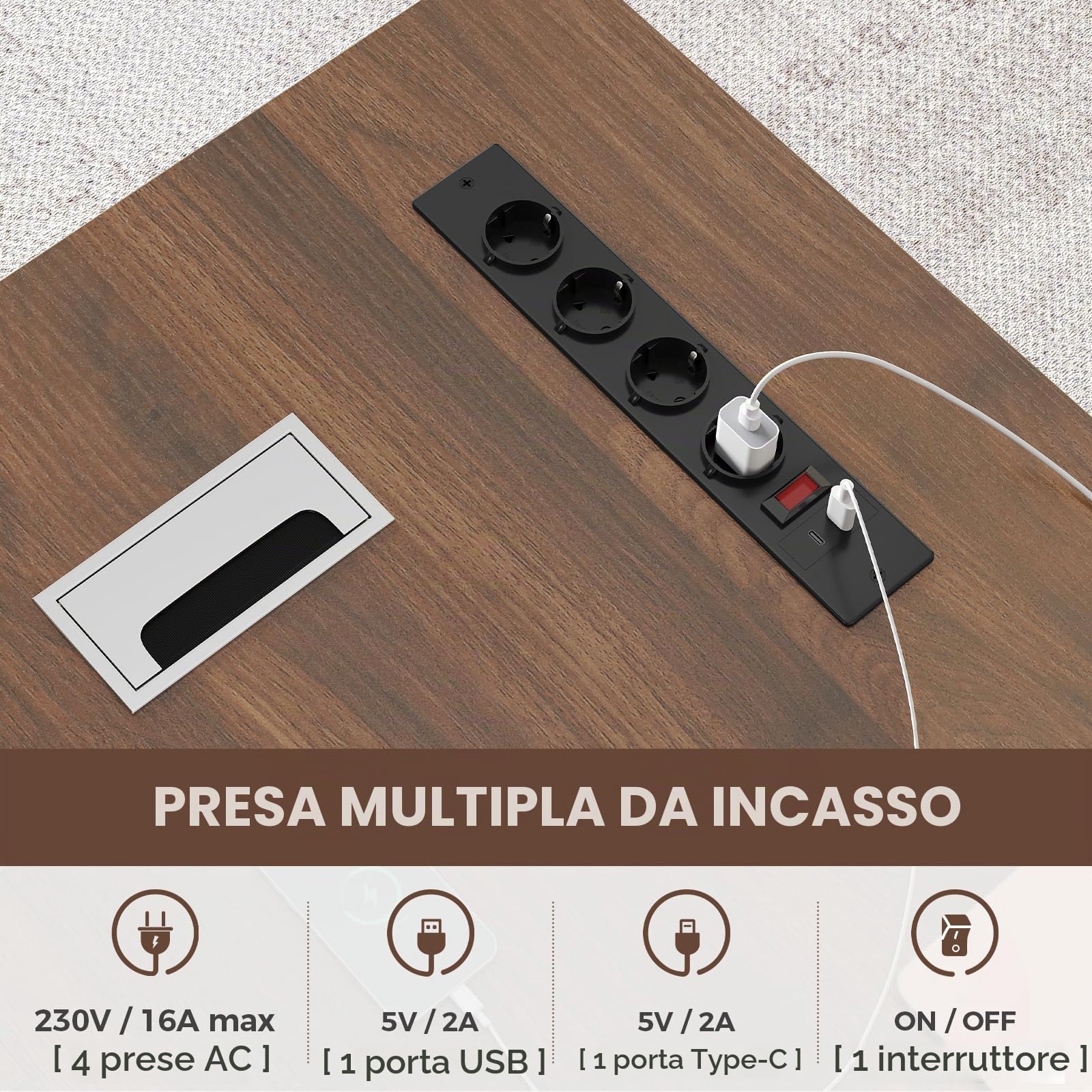 Scrivania Regolabile Elettricamente in Altezza con Cassetti, 140x70 cm, Scrivania da Ufficio Modulare per Lavoro da Casa e In Piedi con Schedario con Serratura, Stazione di Ricarica Integrata, Nero