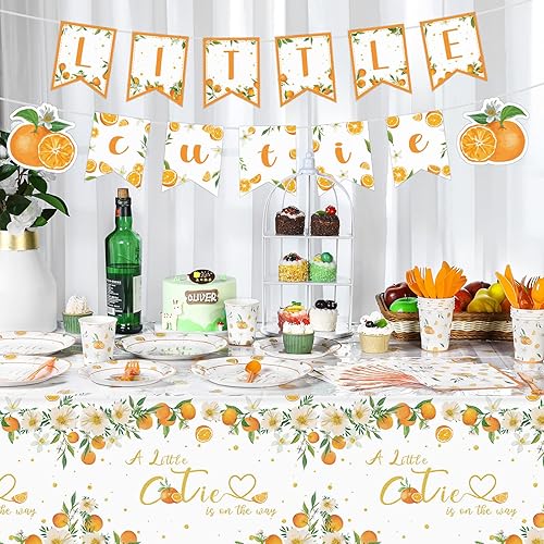 Miniatura 5 de Capoda 172 piezas de decoración de baby shower de Little Cutie, suministros de fiesta, mantel, pancarta, cuchillo, tenedor, cuchara, servilletas