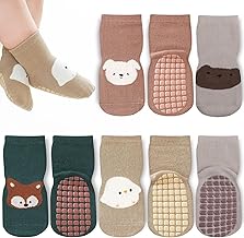 Bigqin 4 Paia Calzini Antiscivolo Bambino Cotone Bimbi Bambini, Caldi Calzini di Cotone Antiscivolo