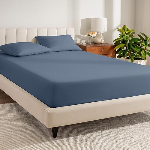 Bare Home Sábana bajera ajustable 100 % algodón orgánico, tejido de percal vigorizante, ligera y transpirable, sábana bajera de bolsillo profundo