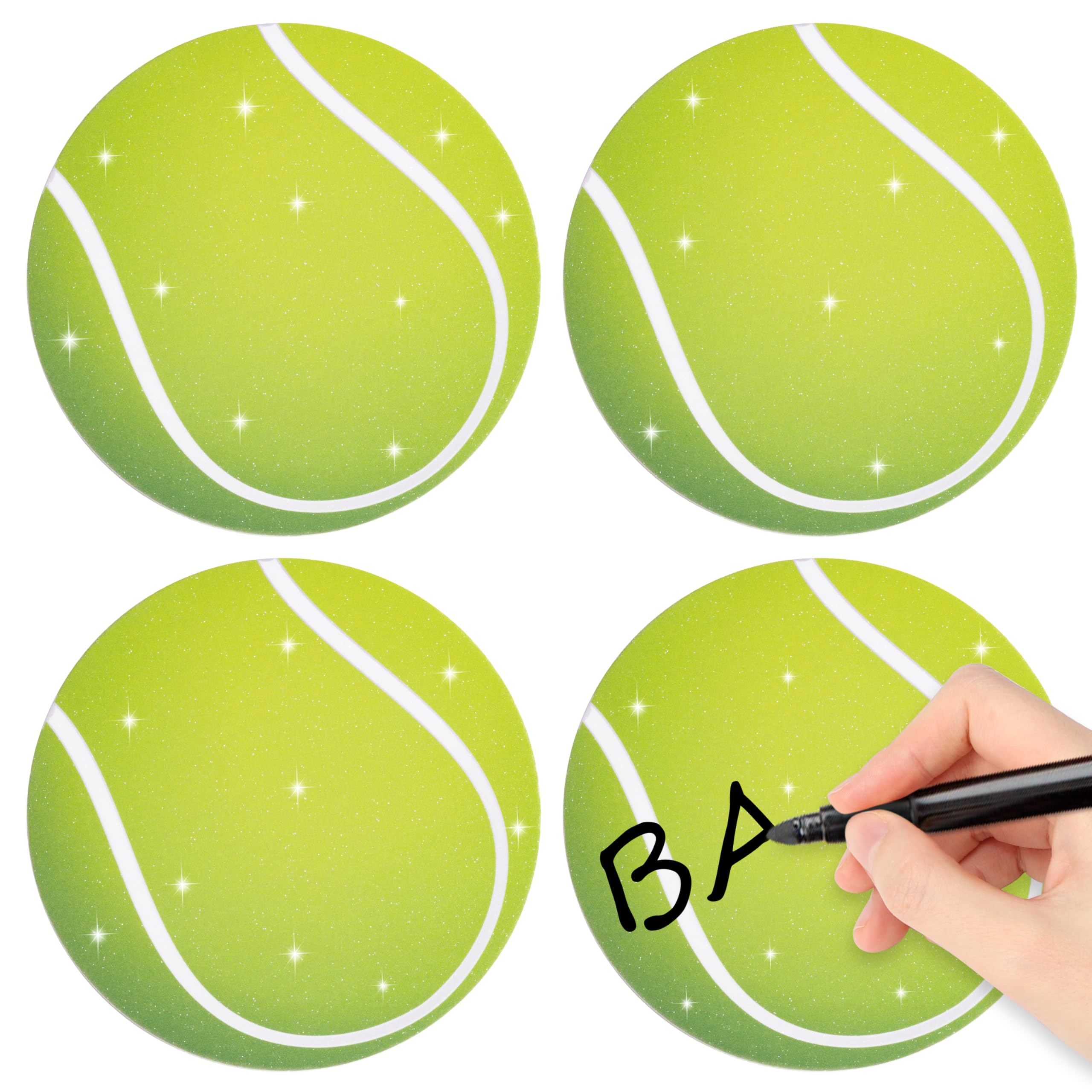 Glitter Tennis Cutouts- 100Pcs Sport Ball Cut Outs Bulletin Board Tennis Ball Shape DIY Paper Cuts Party Decorations for Kids Teenagers Men Sports Birthday Baby Shower Party Favor Home Game Day Decors