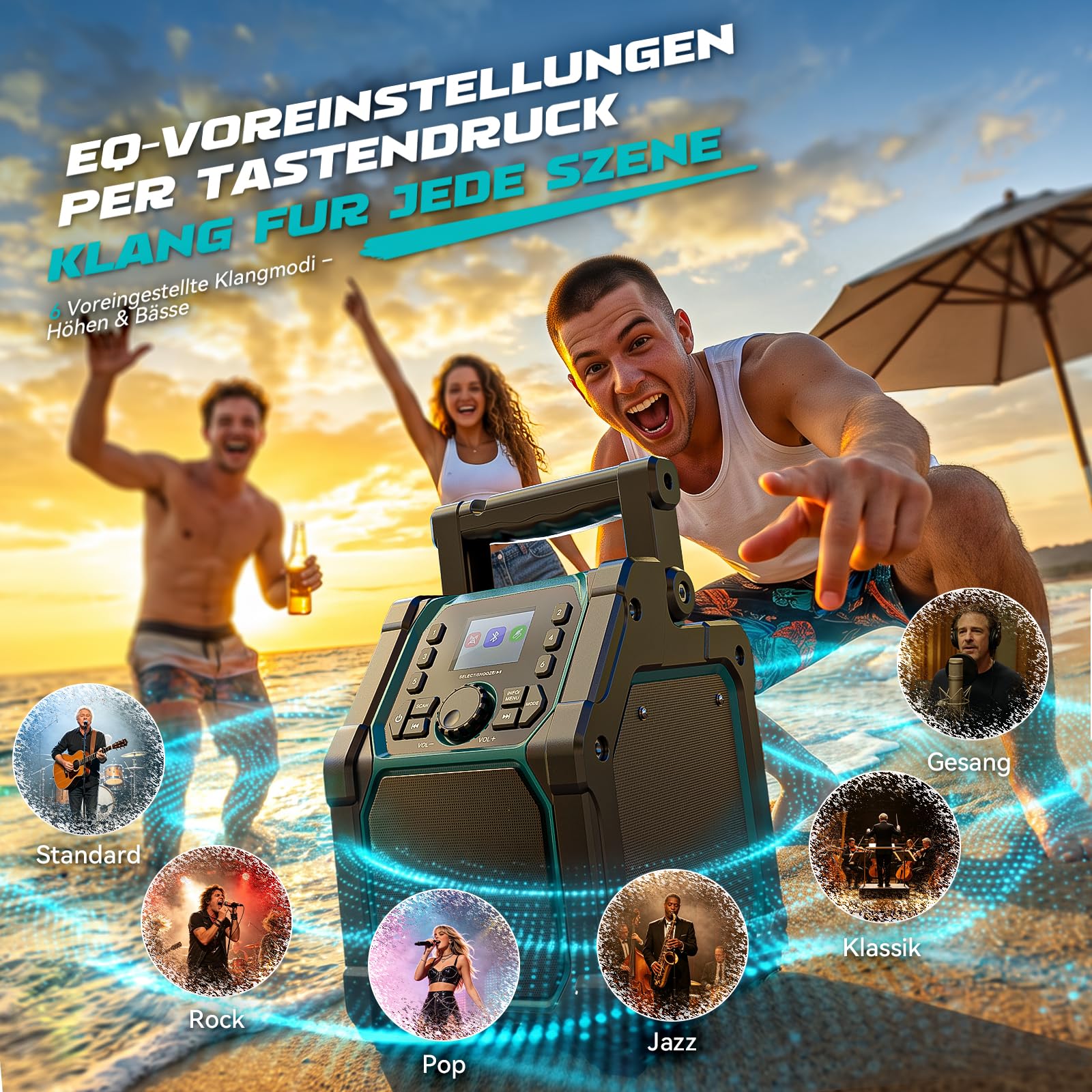Ecarke Radio Portable Rechargeable Compatibilité avec Batteries Makita 18V
