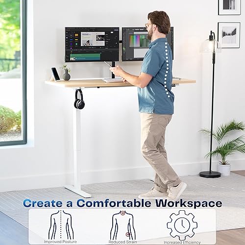 Vista 489 de VIVO DESK-KIT-1W6G - Escritorio eléctrico de pie de 60 x 24 pulgadas, ajuste de altura de memoria, serie 1B, parte superior de nogal oscuro de una