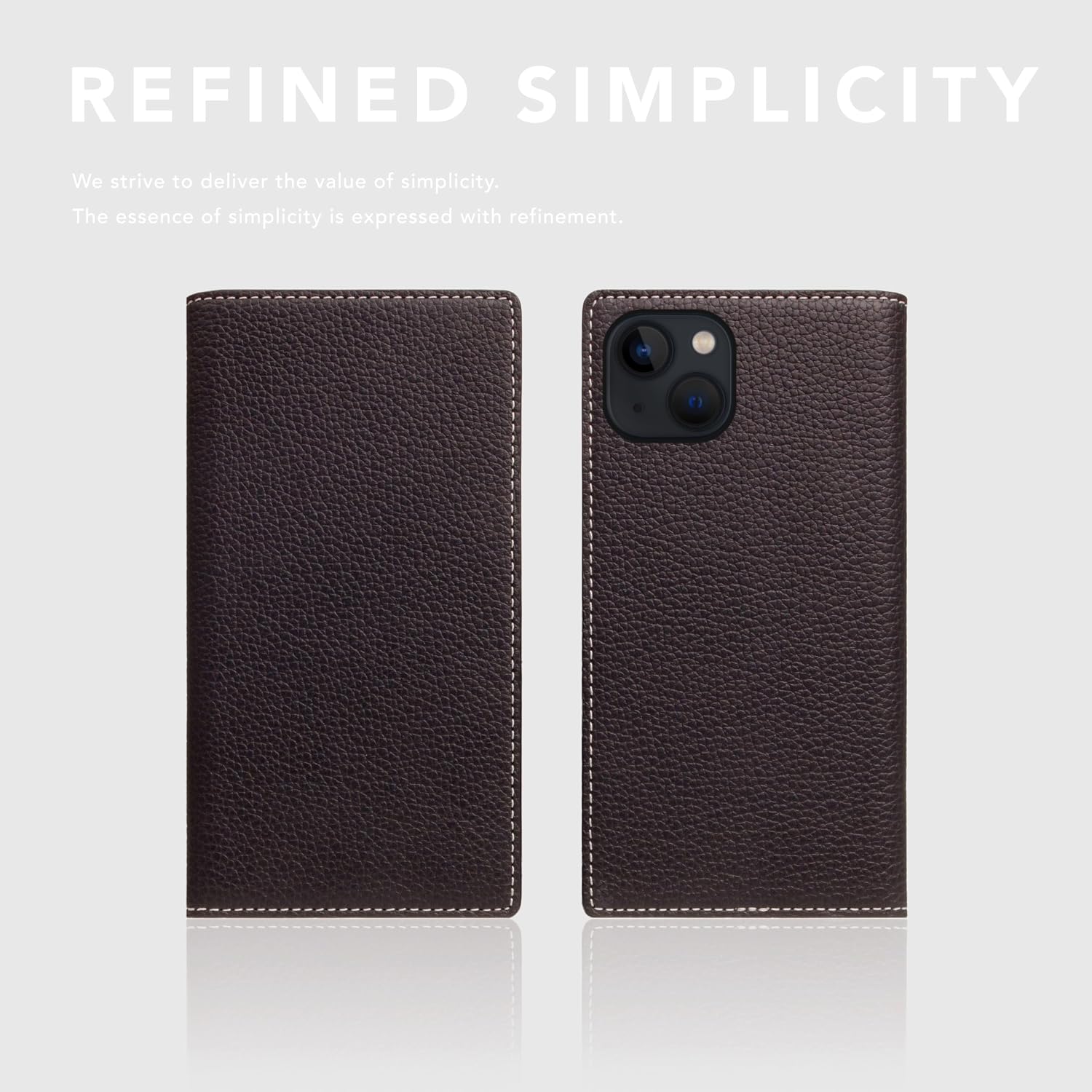 SLG D8 Full Grain Leather Wallet Case for iPhone 15 - [2-in-1] Handcrafted Detachable Diary Style with Magnetic MagSafe Back Cover, Gift Box Included (Brown Cream)