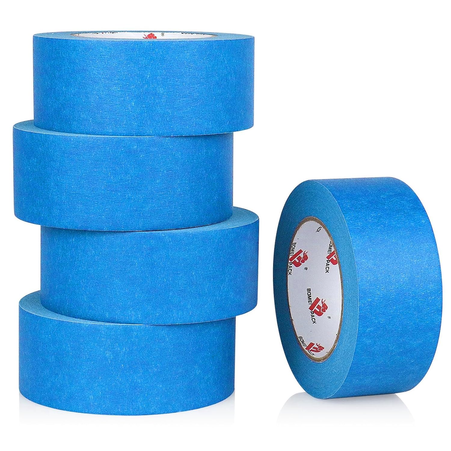 BOMEI PACK 5 Rolls Blue Painters Tape 2 inch, Paint Tape Blue Masking Tape 2 inch x 55 Yards for Walls Painting, Home Improvement and School Projects, Total 275 Yards