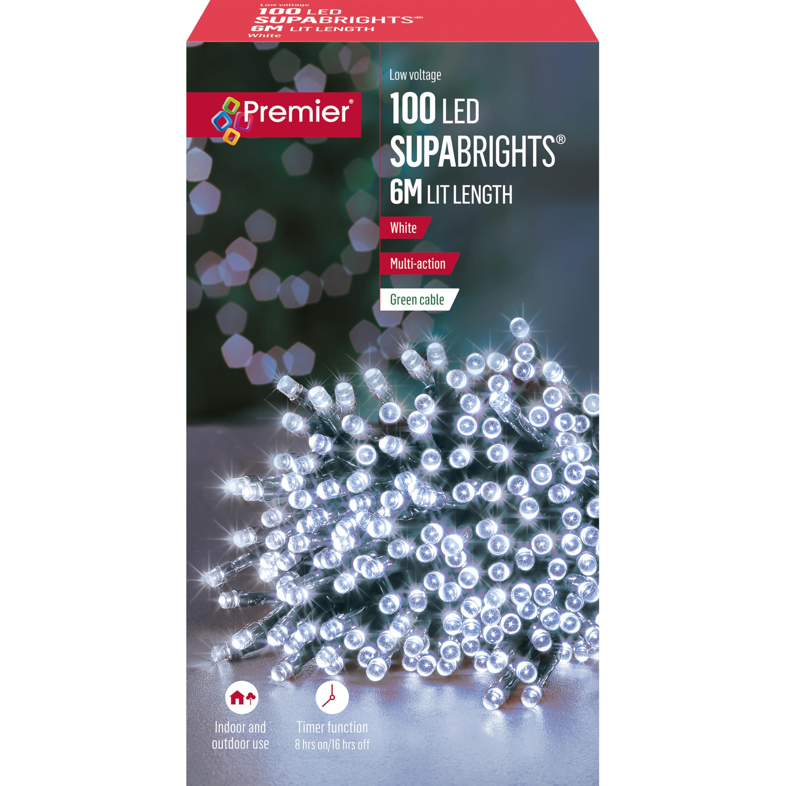 Premier 100 Multi-Action LED SUPABRIGHTS with Timer - White (LV126666W)