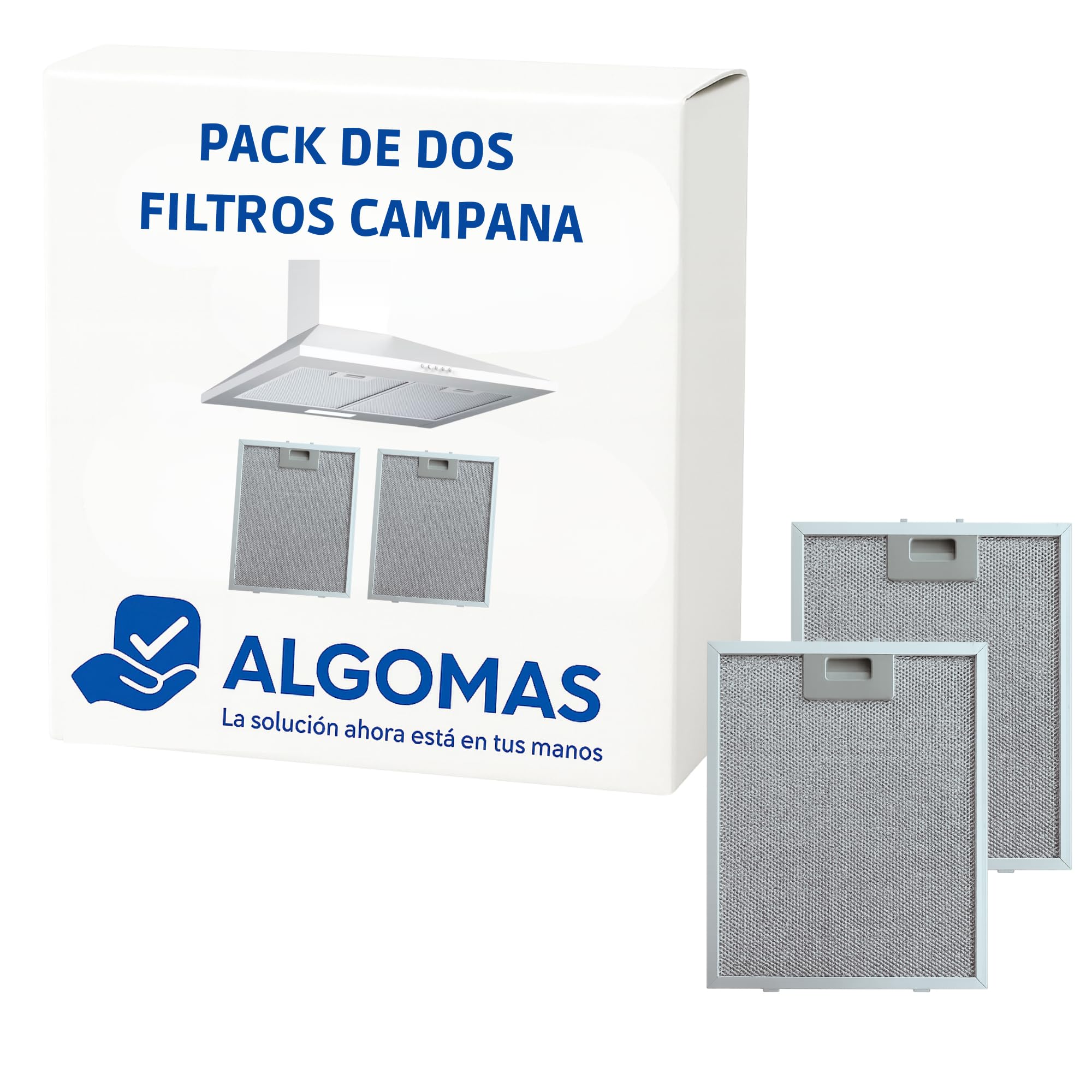 ALGOMAS® Filtros Campana Extractora Pack 2 | Filtro Metálico Antigrasa Aluminio 26x32 cm | Repuesto Compatible con Cata Ref. 2800905 | Protege Motor y Aire Cocina