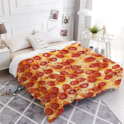 Miniatura 7 de Manta de comida 3D de pizza para niñas, niños, suave y acogedora manta de vellón divertida para cama, sofá, sillas, apta para todas las estaciones,