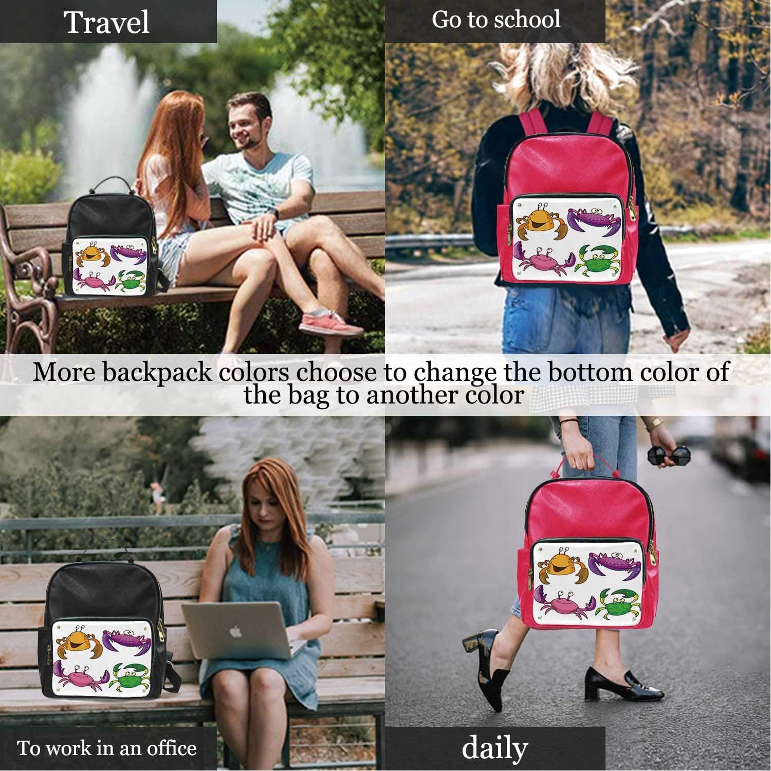Crabs DColorfulr,Leather Purse Bag Children DColorfulr Jeffcyb of Funny Pattern Cartoon Style Print Fashion s for Women 13IN