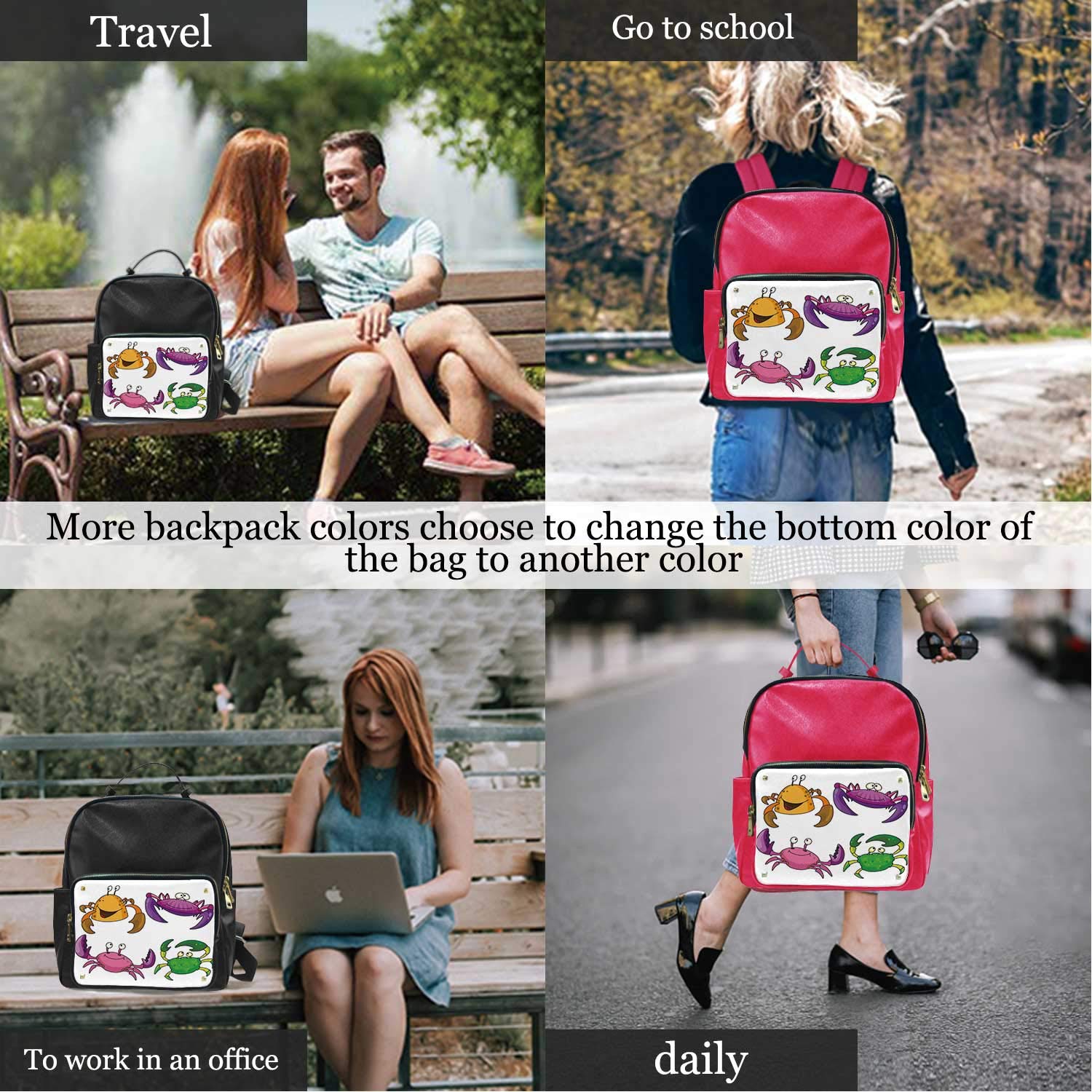 Crabs DColorfulr,Leather Purse Bag Children DColorfulr Jeffcyb of Funny Pattern Cartoon Style Print Fashion s for Women 13IN