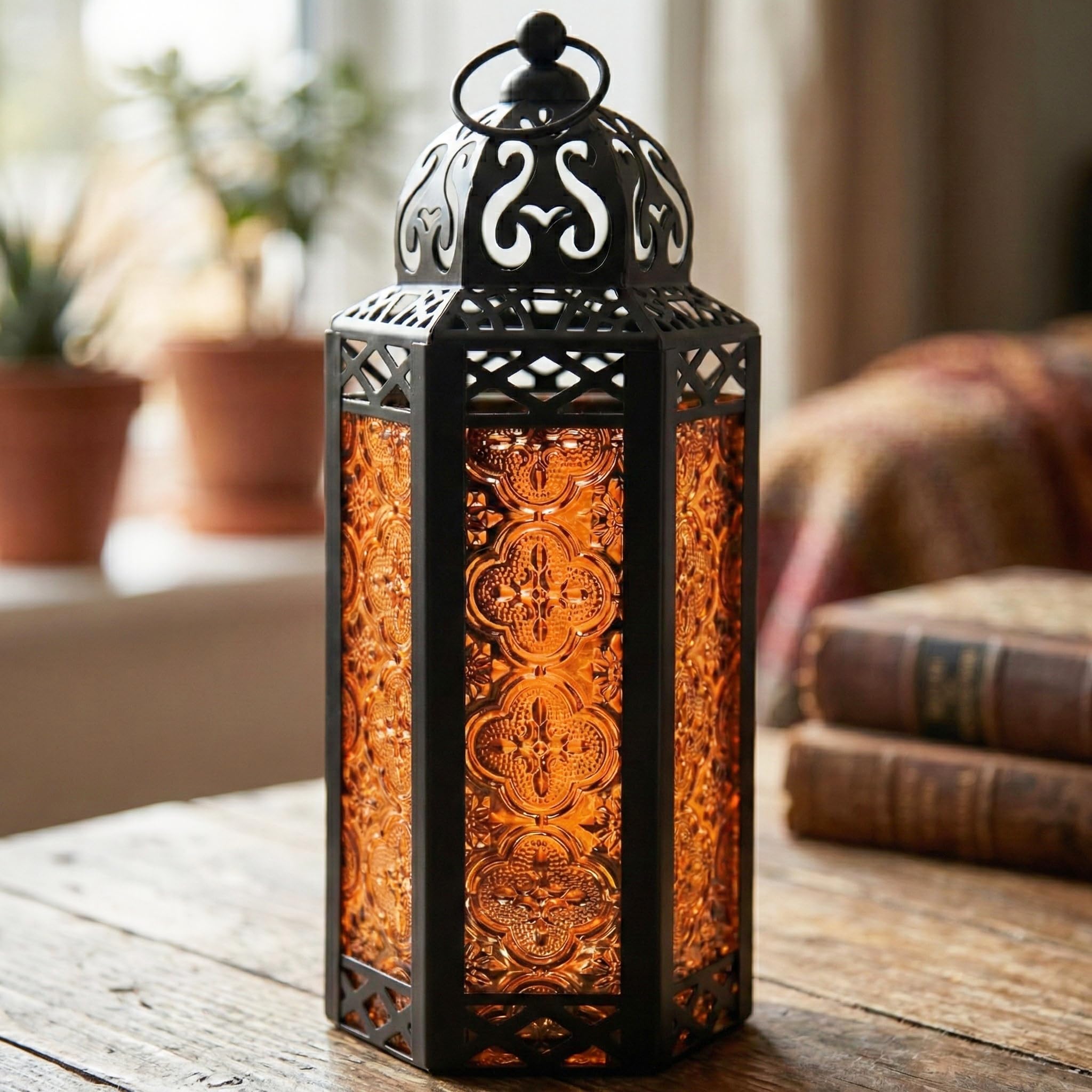 Lanterne in stile marocchino, metallo, Orange, medium