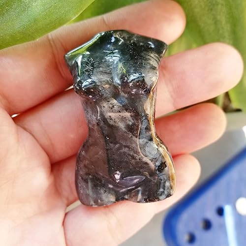 Vista 3 de Figura de cristal curativo de ágata india, escultura de figura femenina, 2 pulgadas, tallado, piedra de palmera, decoración de oficina Ágata