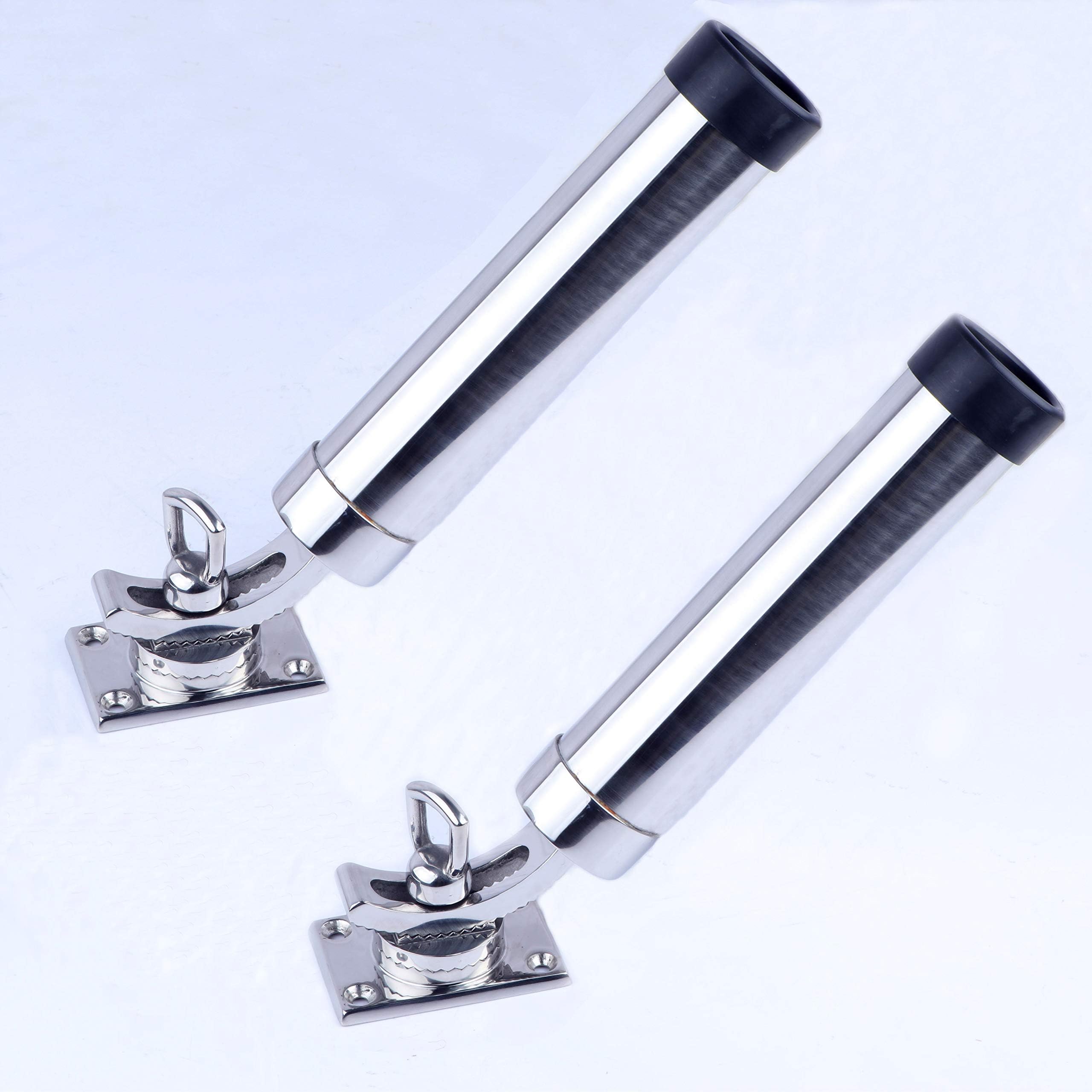 Pebbly Beach 316 Stainless Steel Fishing Rod Holder for Boat Deck Mount 360°Adjustable (Set of 2)
