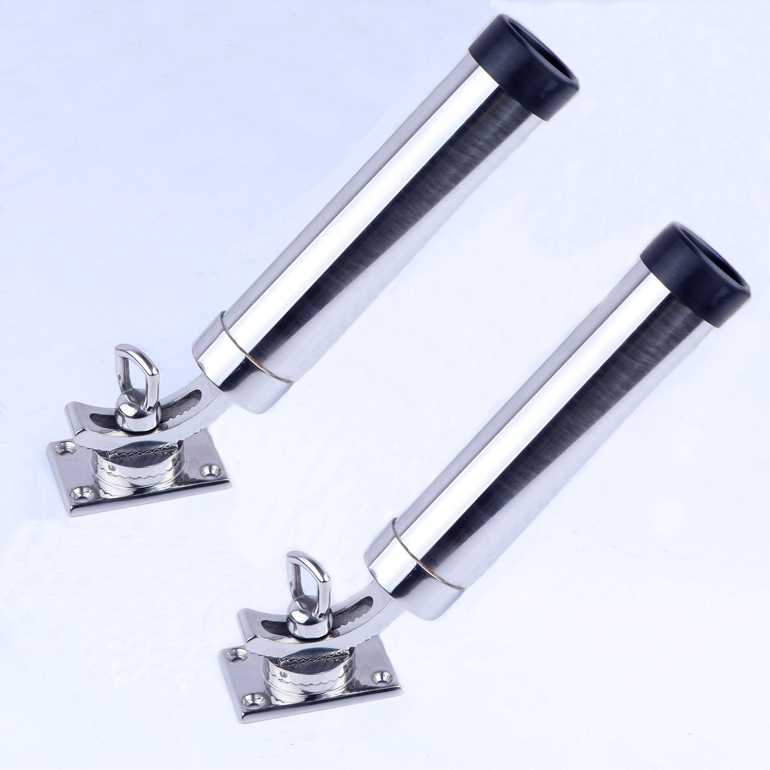 Pebbly Beach 316 Stainless Steel Fishing Rod Holder for Boat Deck Mount 360°Adjustable (Set of 2)