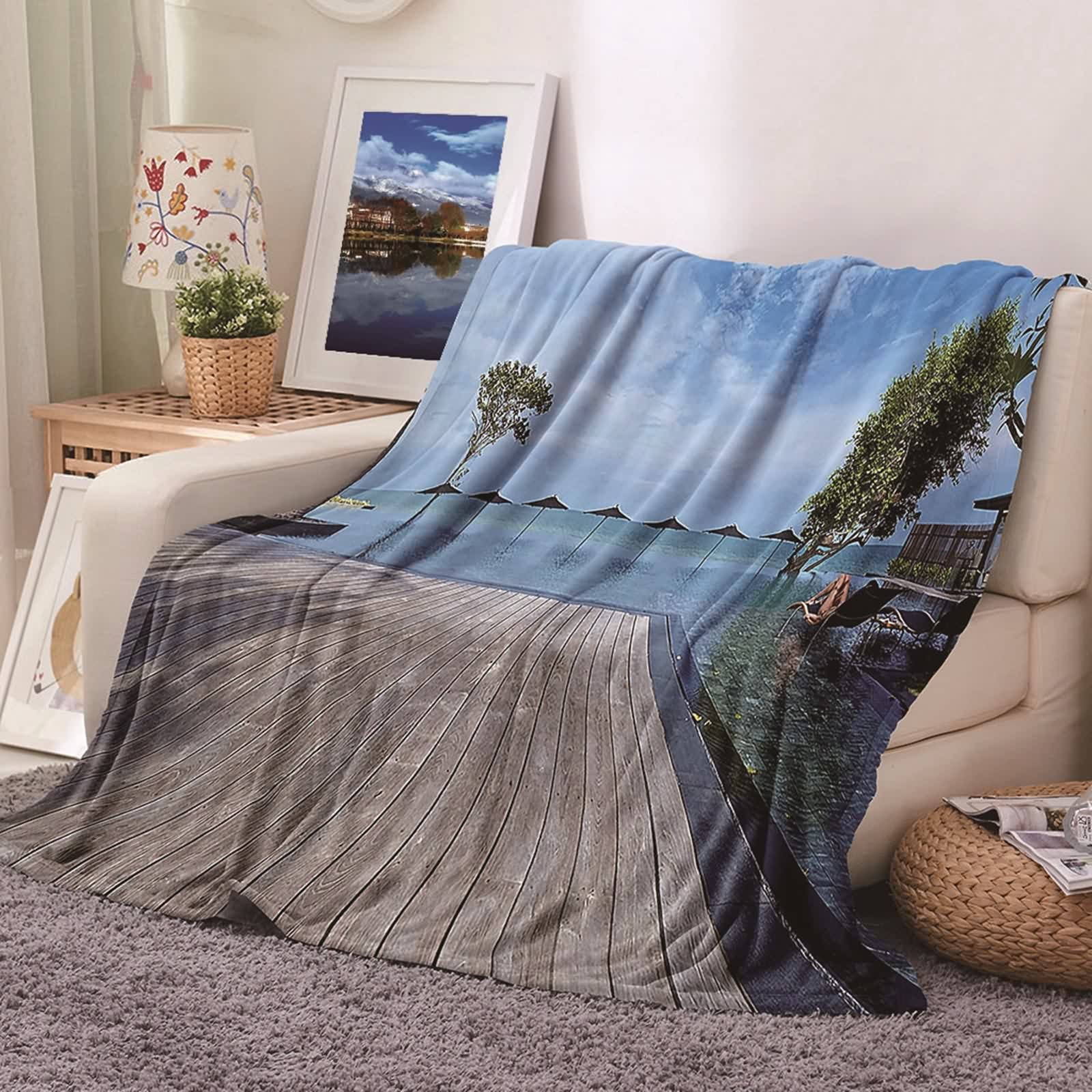 Couverture douce confortable Arbre Vierge Mer en flanelle KnSam