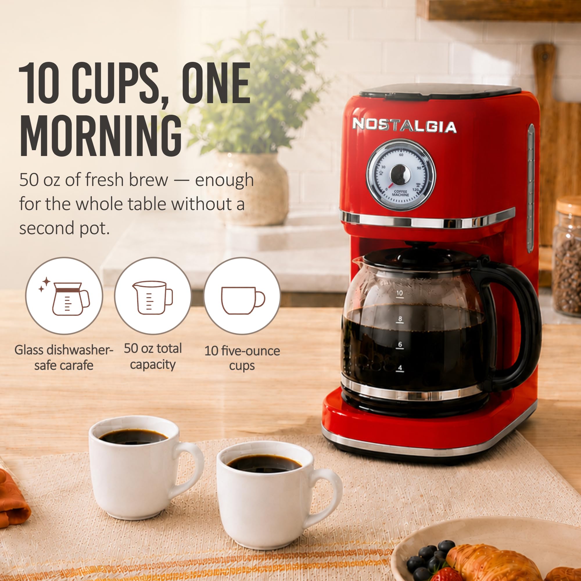 Amazon.com: Nostalgia Classic Retro 10 Cup Coffee Maker - One