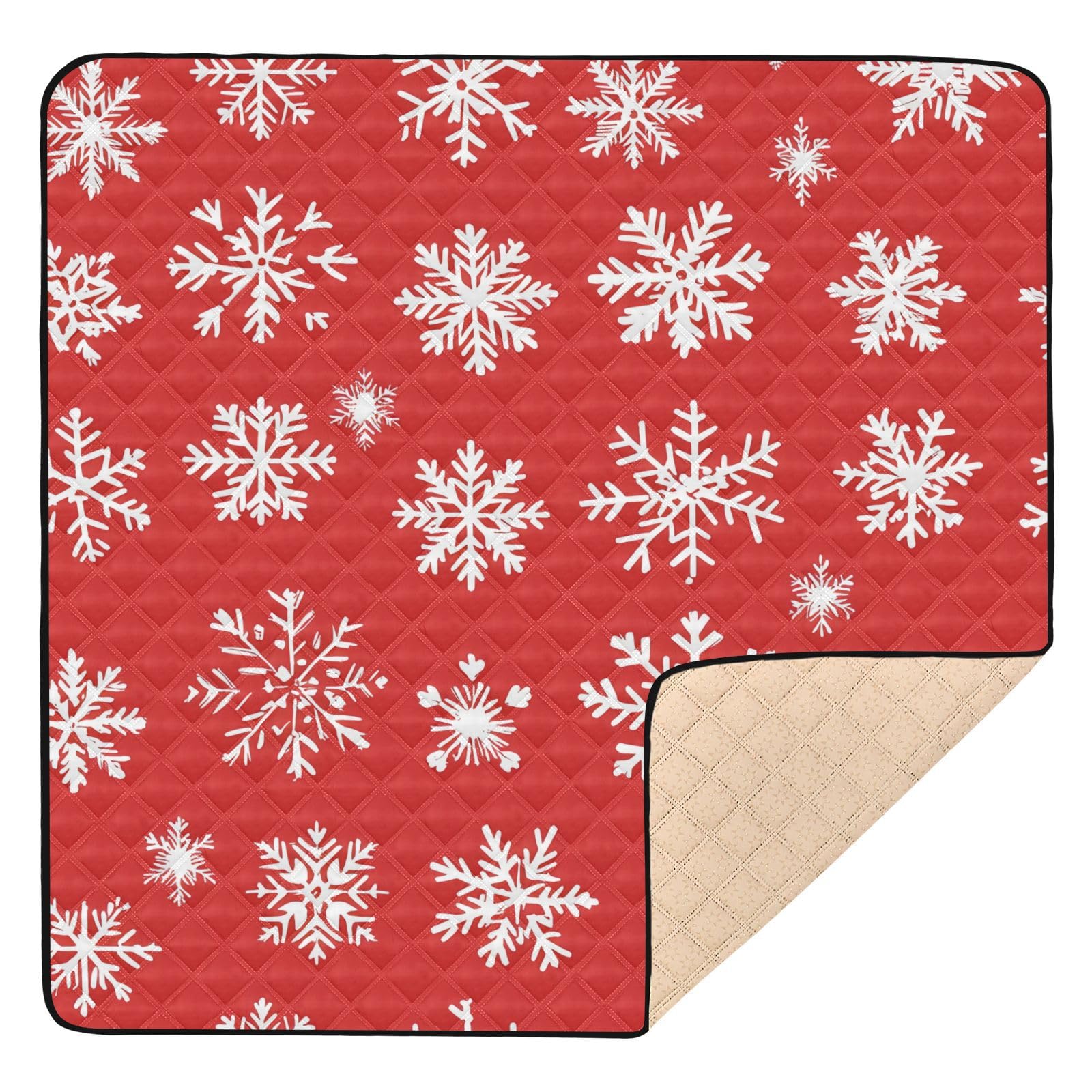 BOESI Graffiti Snowflake Pattern Baby Play Mat, 50“ X 50” Washable Folding Crawling Mat, Baby Floor Mat, Soft, Thick, Non-Slip