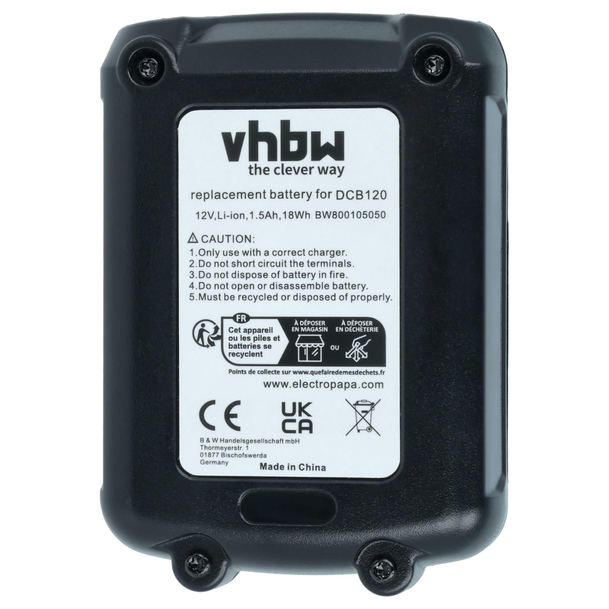 vhbw 2X Batterie Remplacement pour Dewalt DCB127