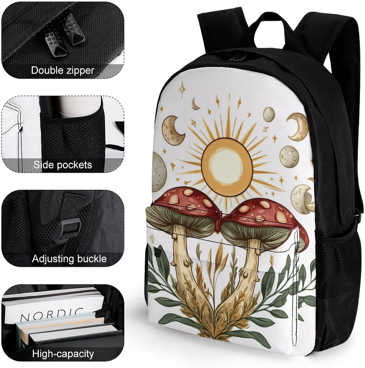 Mushroom Laptop Backpack for Men Women Fashion Computer Bag Business Travel Daypack