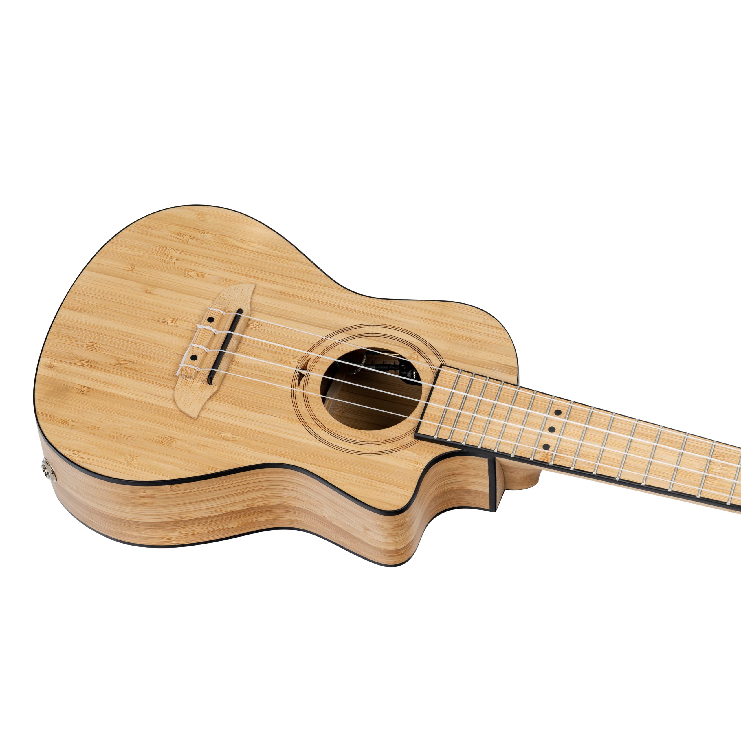 Ortega Guitars Ukulélé Concert Électro-Acoustique – Série Bamboo – Housse Incluse – Bambou, Naturel (RUNAB-CC)
