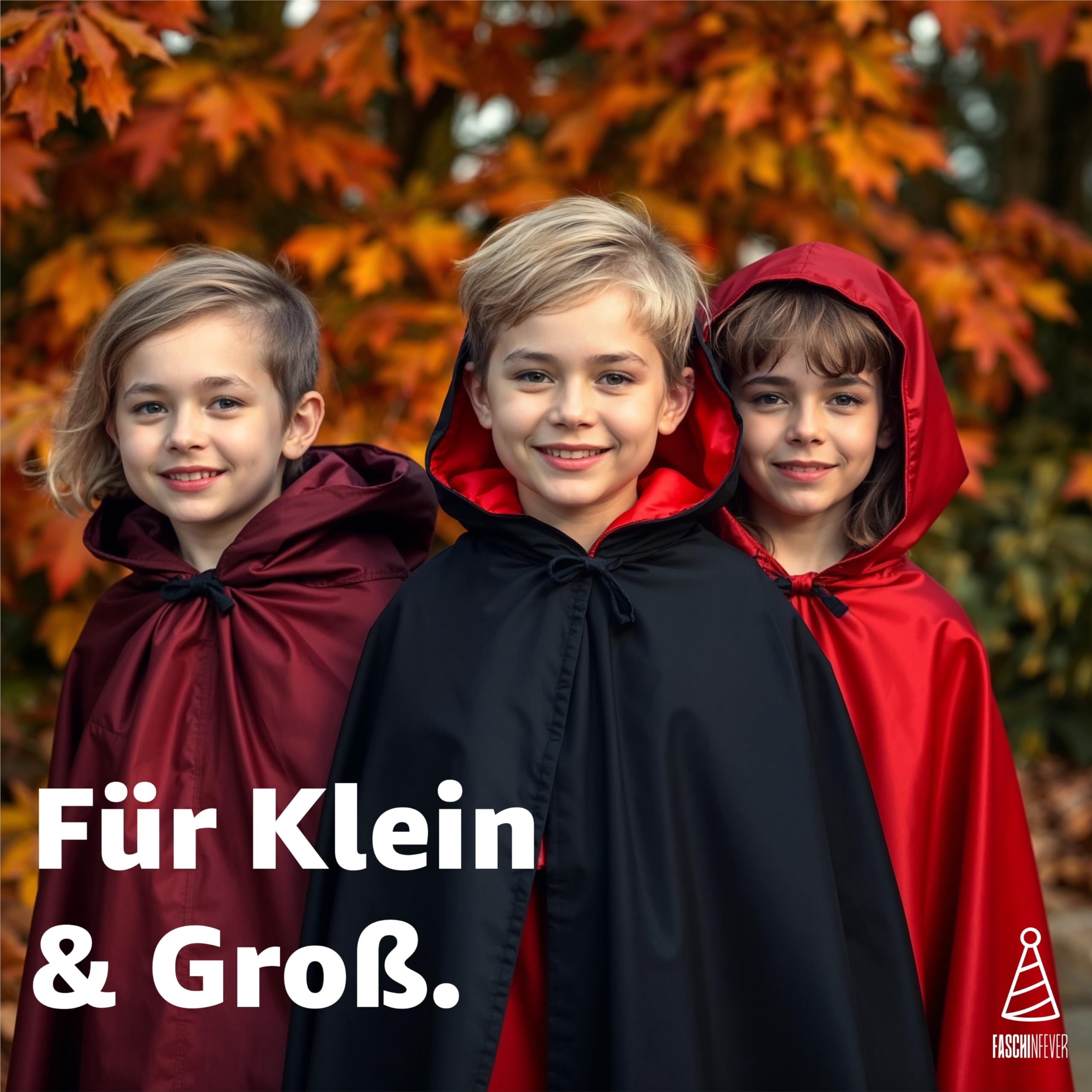 Costume da vampiro, mantello con cappuccio, per bambini e adulti, per Halloween e carnevale su entrambi i lati