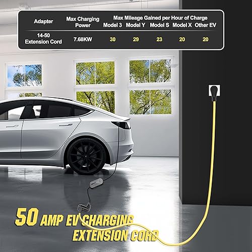 Miniatura 4 de YOMILINK Cable de extensión de 50 pies y 50 amperios para RVEV, resistente cable STW de calibre 63+81, NEMA 14-50P, apto para Tesla Model 3SXY EV y
