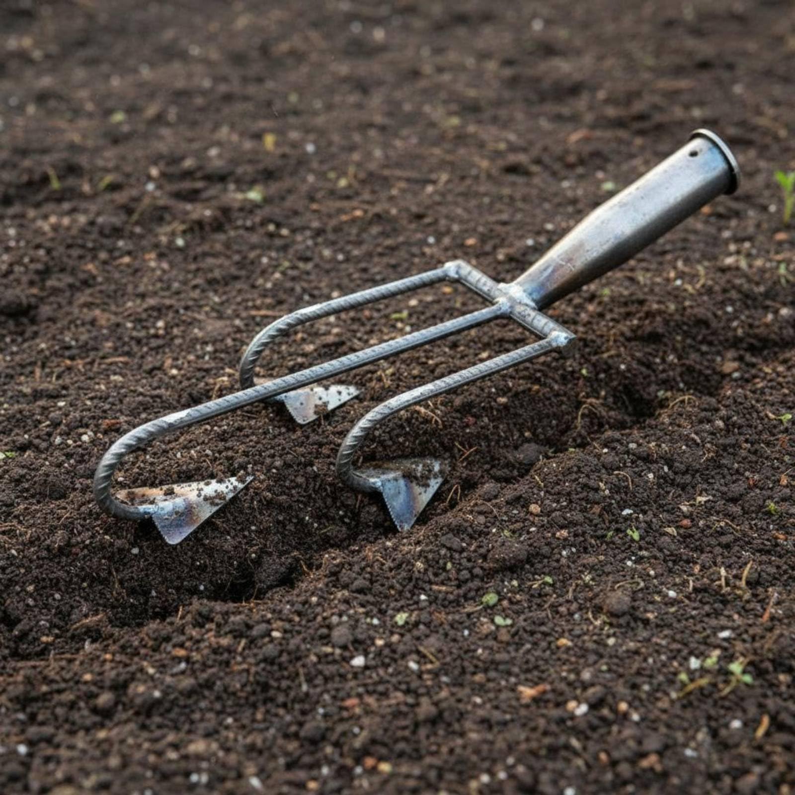 Gralara Zappa a 5 Denti Multifunzione, Rastrello Sarchiatore Saldatura Solida, Attrezzo Dissodatore Manuale per Agricoltori, Giardino, Zappa A 5 Denti