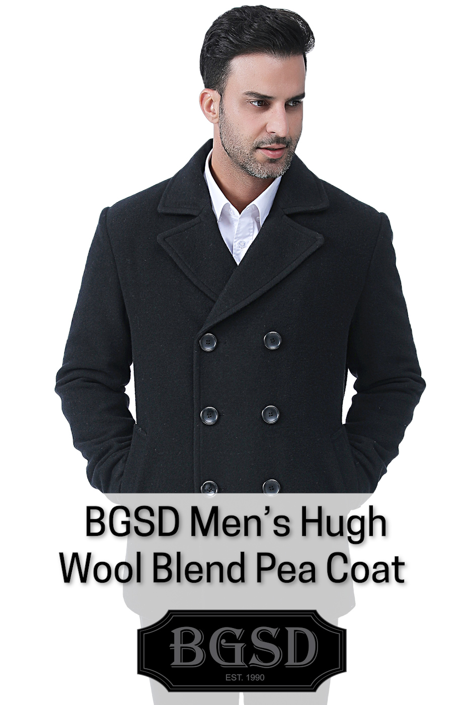 Amazon.com: BGSD Men Hugh Wool Blend Double Breasted Walking Pea
