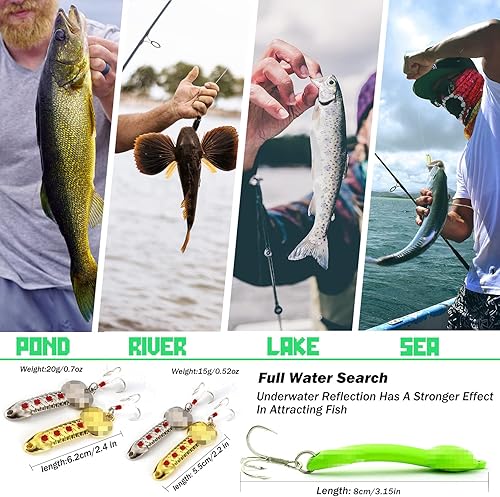 Miniatura 6 de 4 cucharas de pesca de señuelos de pesca forma especial de metal duro con lentejuelas cebos para pesca JoyFishing Spoof Gifts Wobble Feathers
